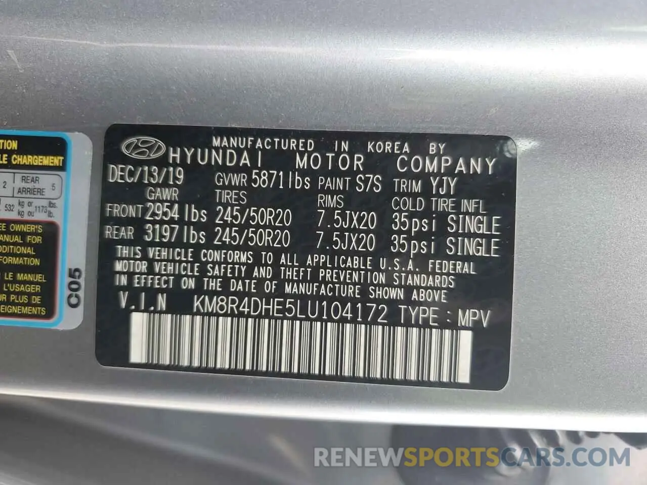 13 fotografías del automóvil dañado KM8R4DHE5LU104172 HYUNDAI PALISADE 2020