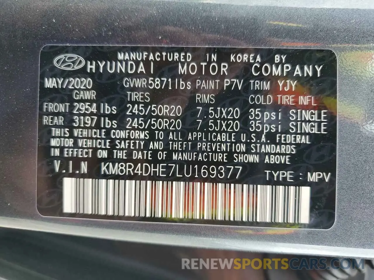 14 fotografías del automóvil dañado KM8R4DHE7LU169377 HYUNDAI PALISADE 2020
