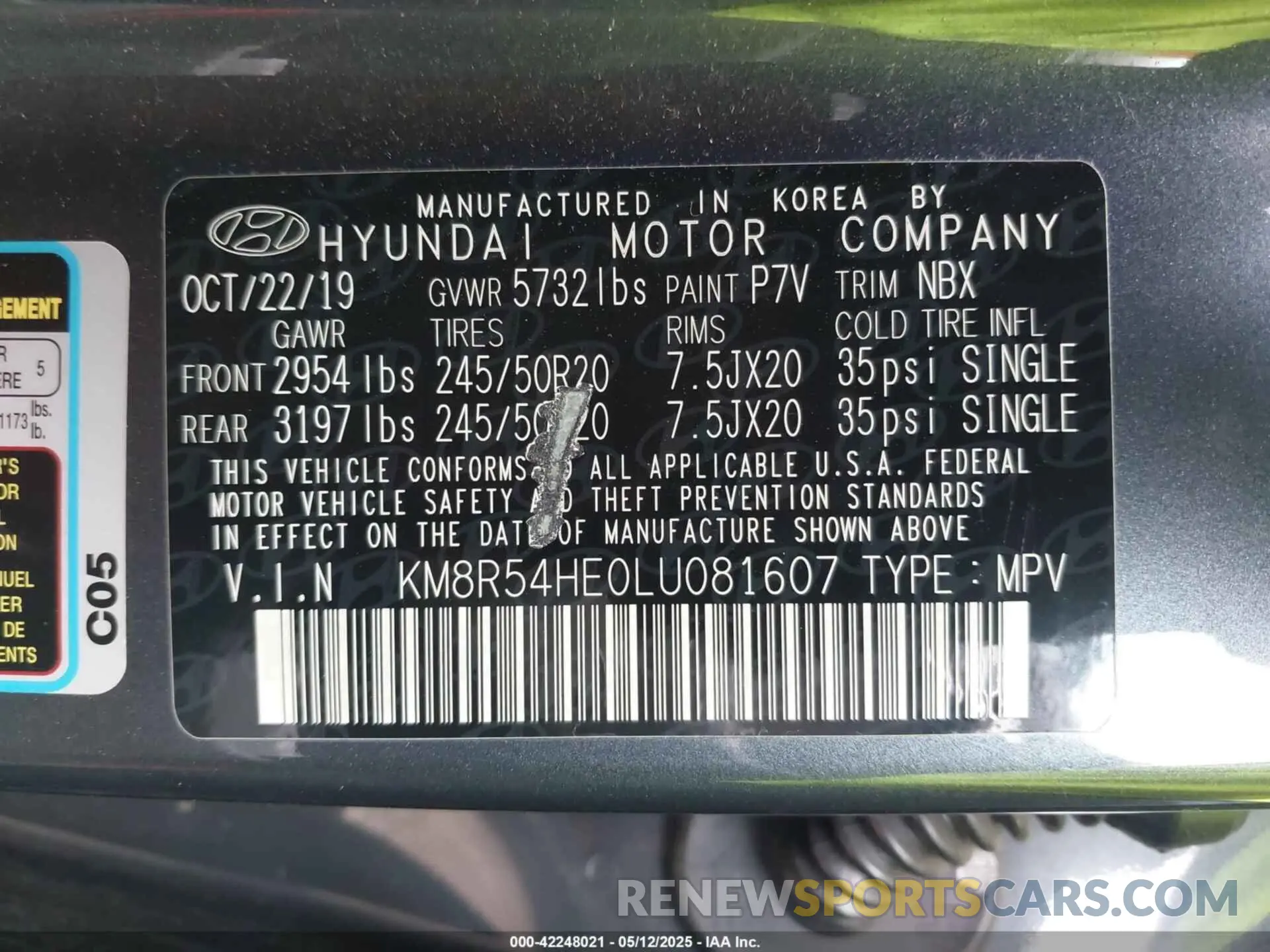 9 fotografías del automóvil dañado KM8R54HE0LU081607 HYUNDAI PALISADE 2020