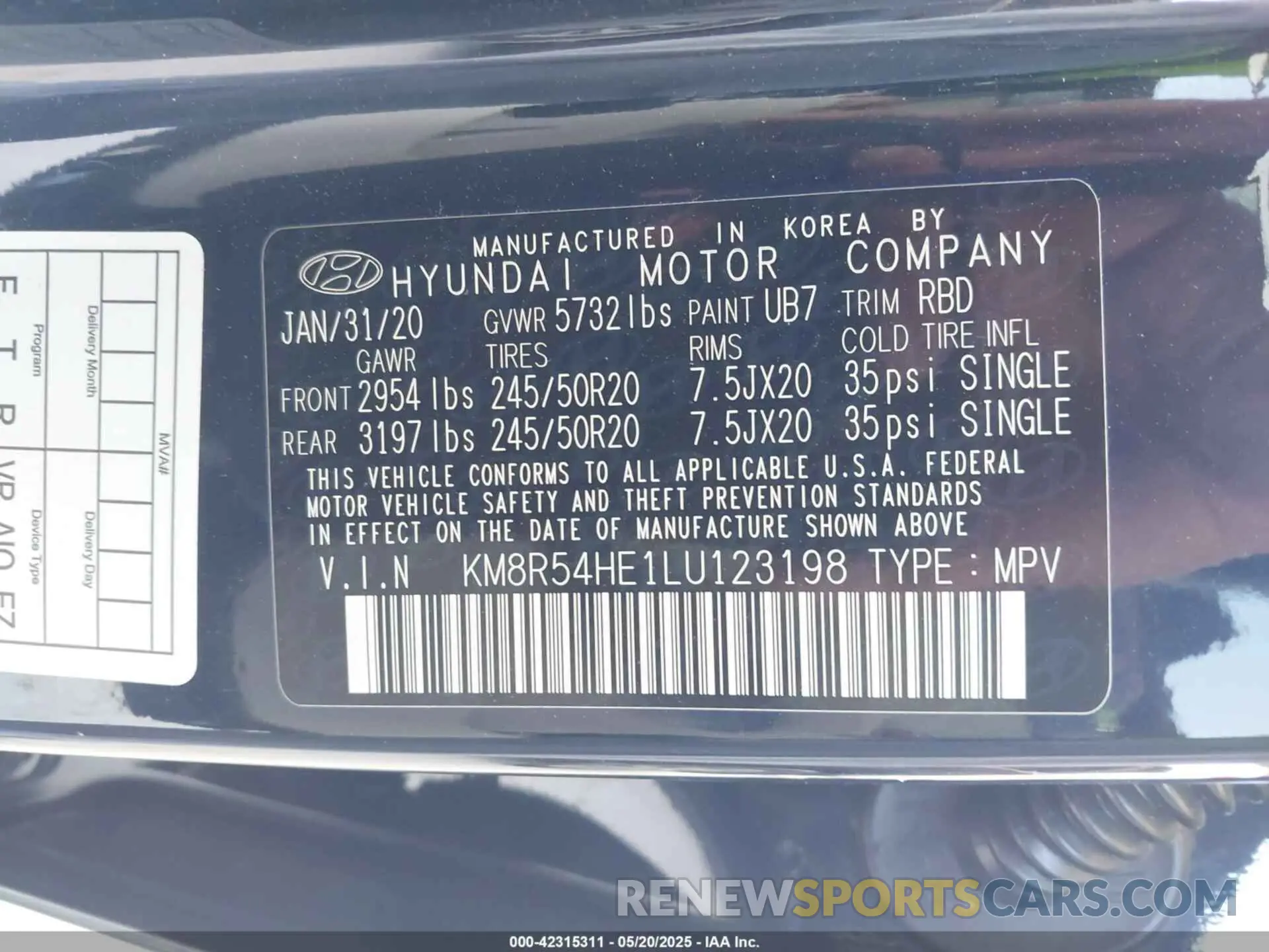 9 fotografías del automóvil dañado KM8R54HE1LU123198 HYUNDAI PALISADE 2020