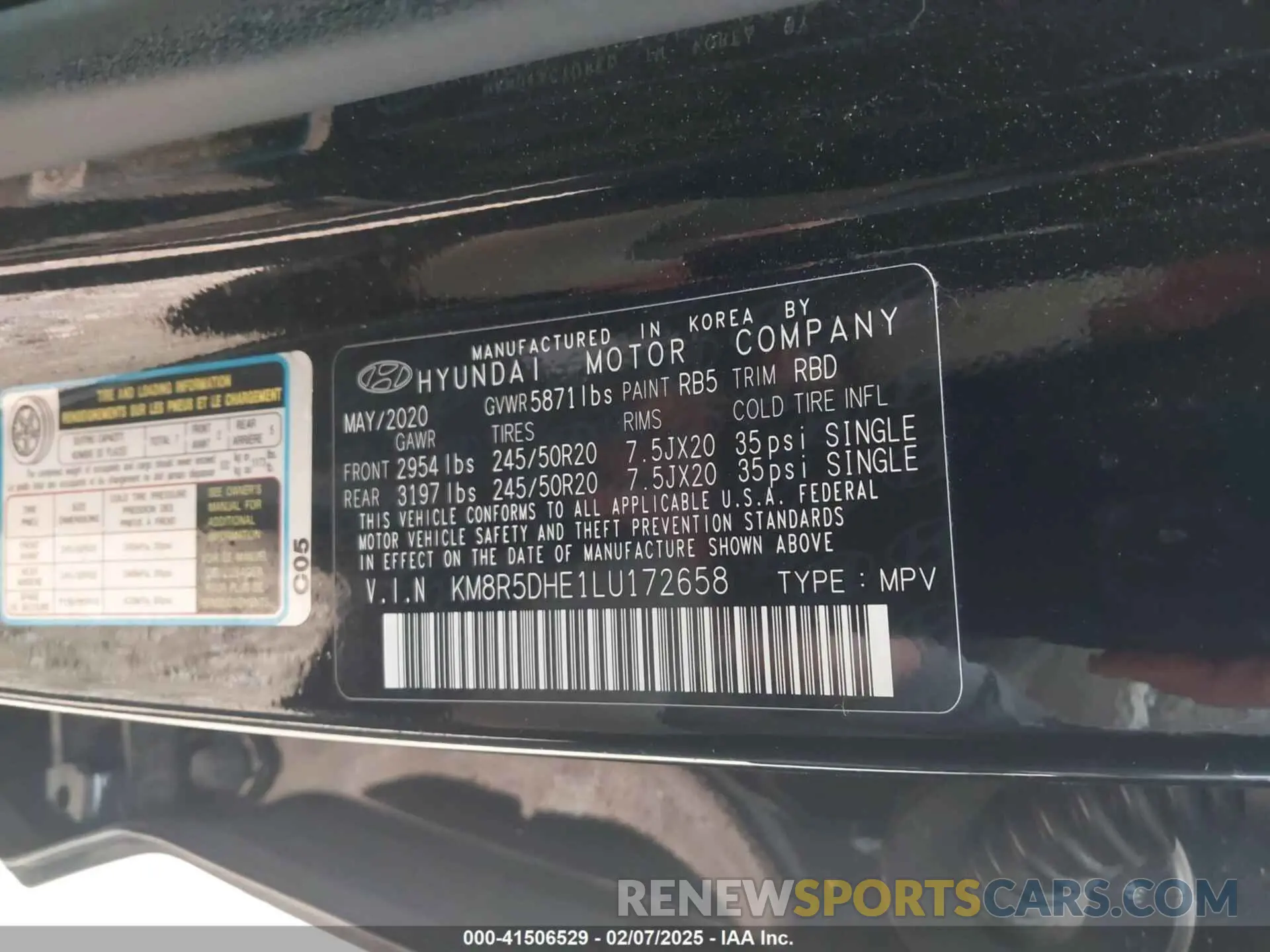 9 fotografías del automóvil dañado KM8R5DHE1LU172658 HYUNDAI PALISADE 2020