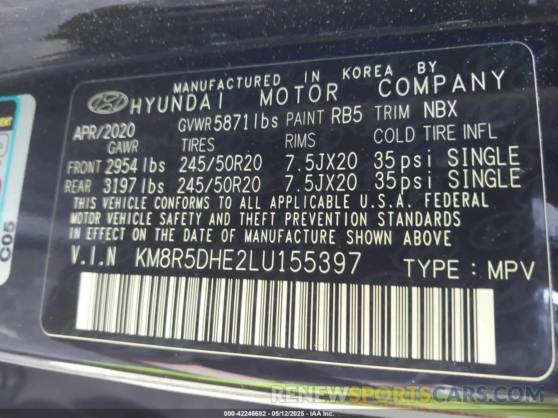 9 fotografías del automóvil dañado KM8R5DHE2LU155397 HYUNDAI PALISADE 2020