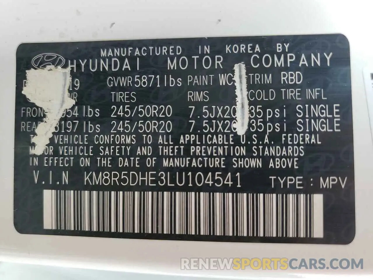 13 fotografías del automóvil dañado KM8R5DHE3LU104541 HYUNDAI PALISADE 2020