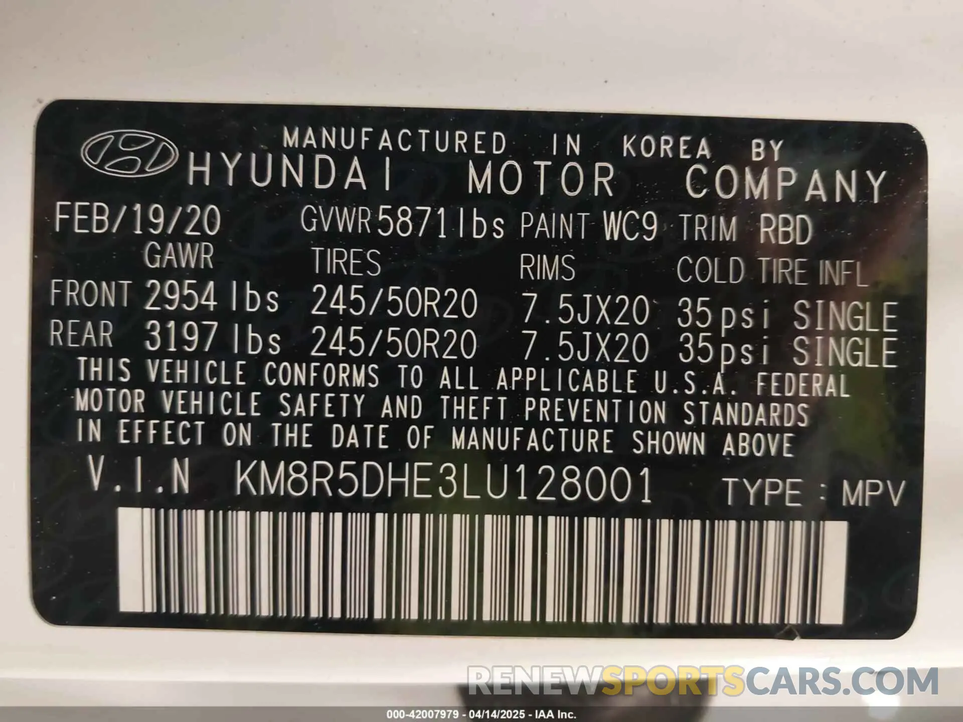 9 fotografías del automóvil dañado KM8R5DHE3LU128001 HYUNDAI PALISADE 2020