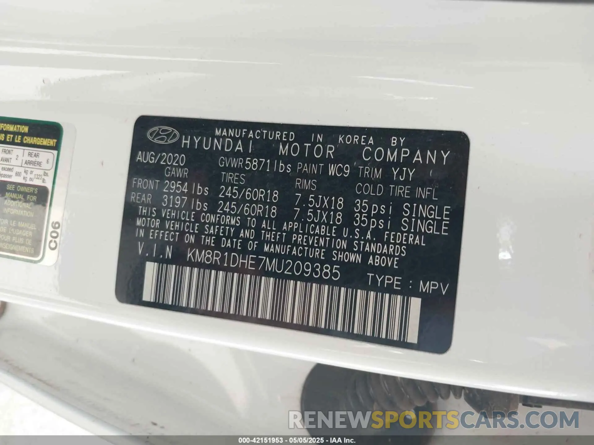 9 fotografías del automóvil dañado KM8R1DHE7MU209385 HYUNDAI PALISADE 2021