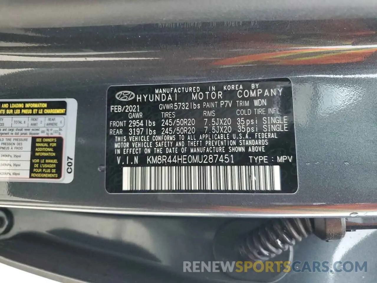 13 fotografías del automóvil dañado KM8R44HE0MU287451 HYUNDAI PALISADE 2021