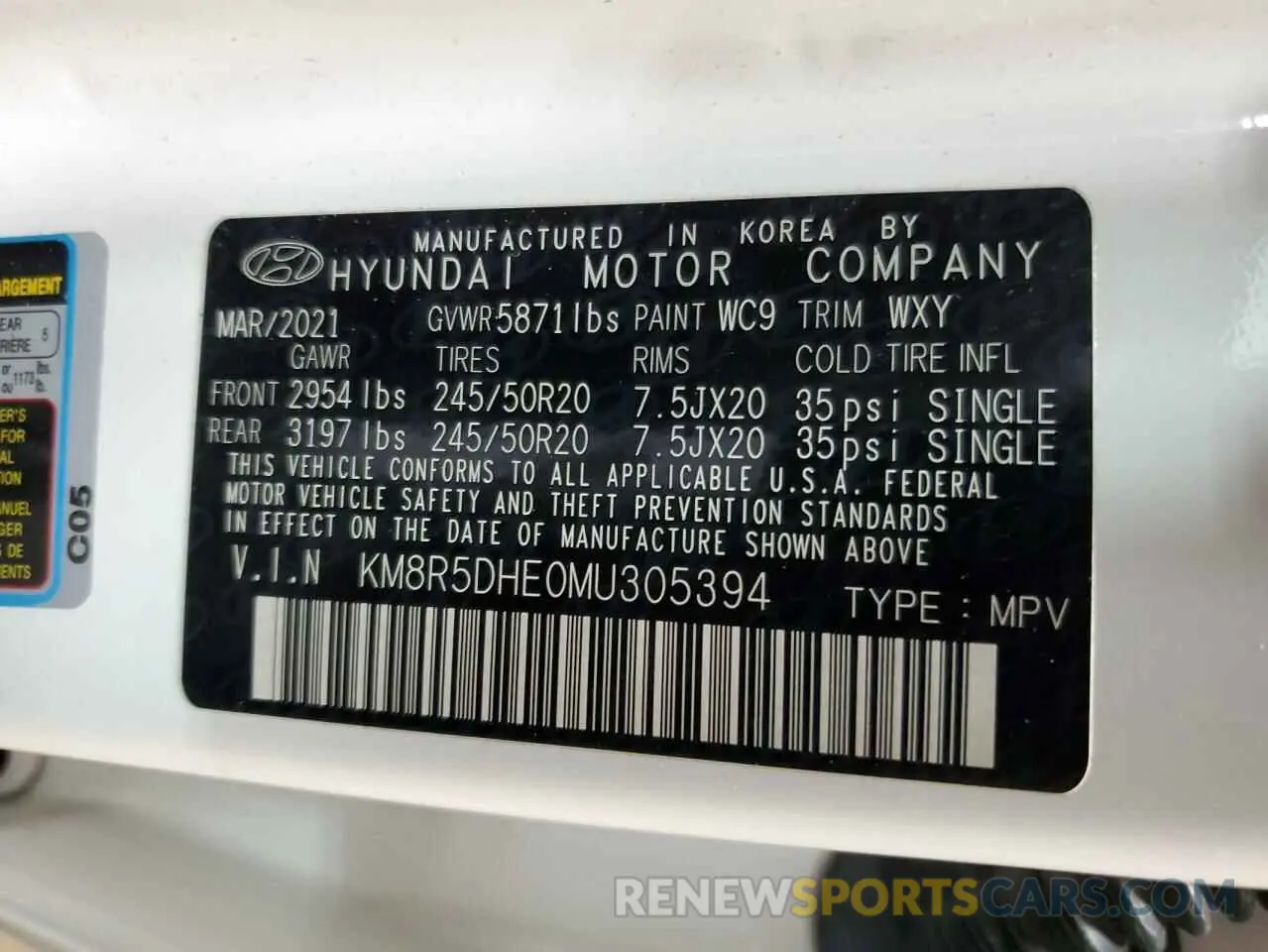 13 fotografías del automóvil dañado KM8R5DHE0MU305394 HYUNDAI PALISADE 2021