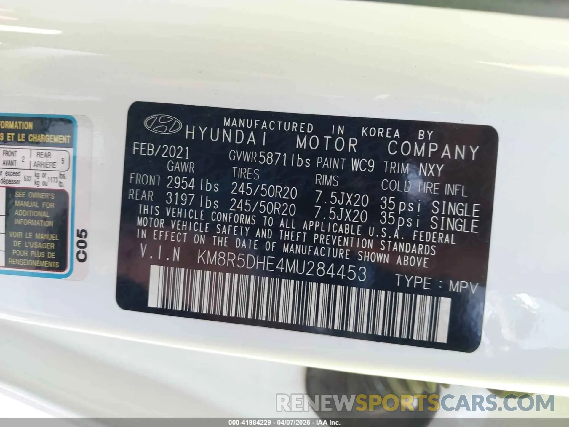 9 fotografías del automóvil dañado KM8R5DHE4MU284453 HYUNDAI PALISADE 2021