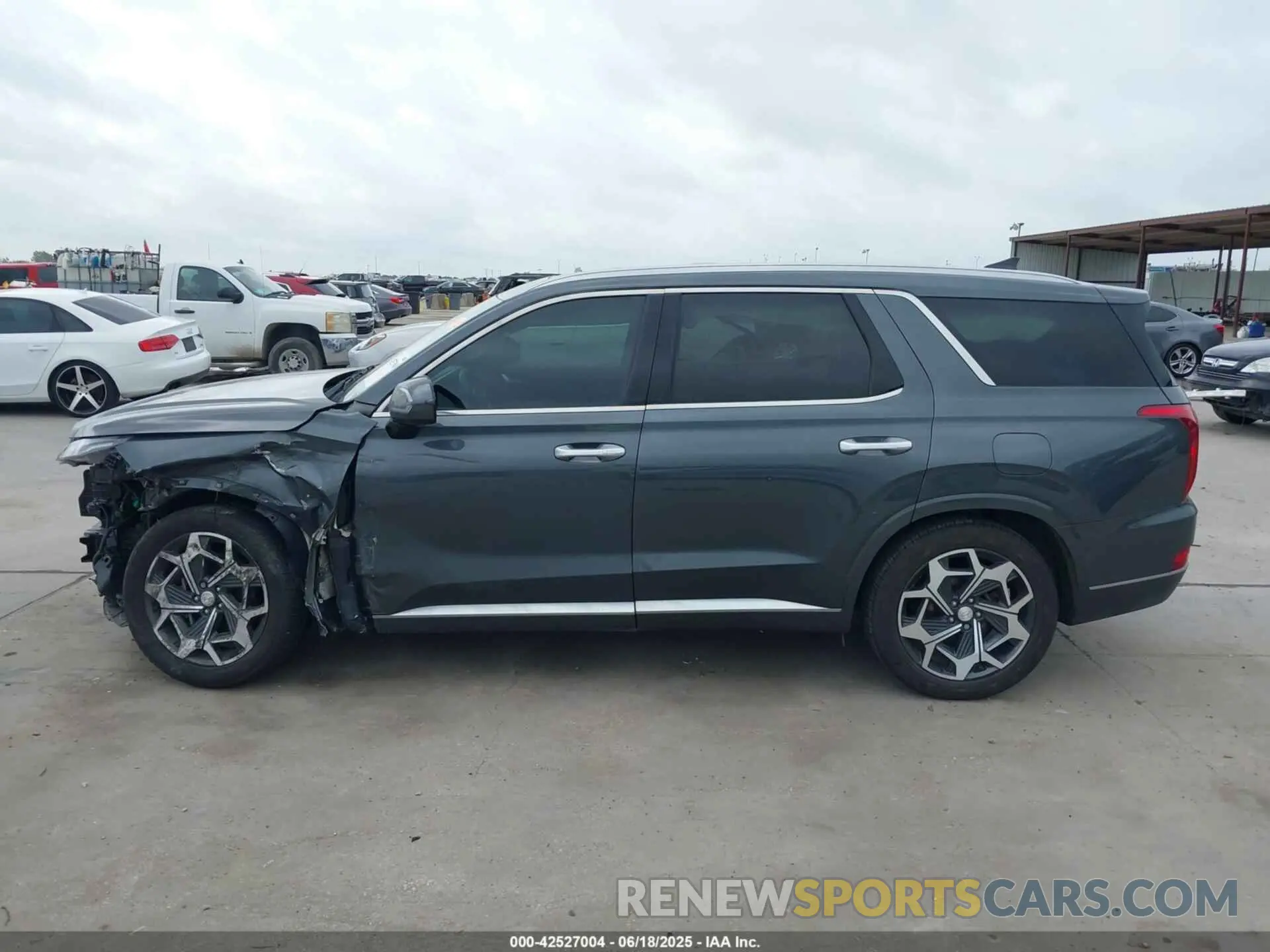 14 fotografías del automóvil dañado KM8R74HE2MU281531 HYUNDAI PALISADE 2021