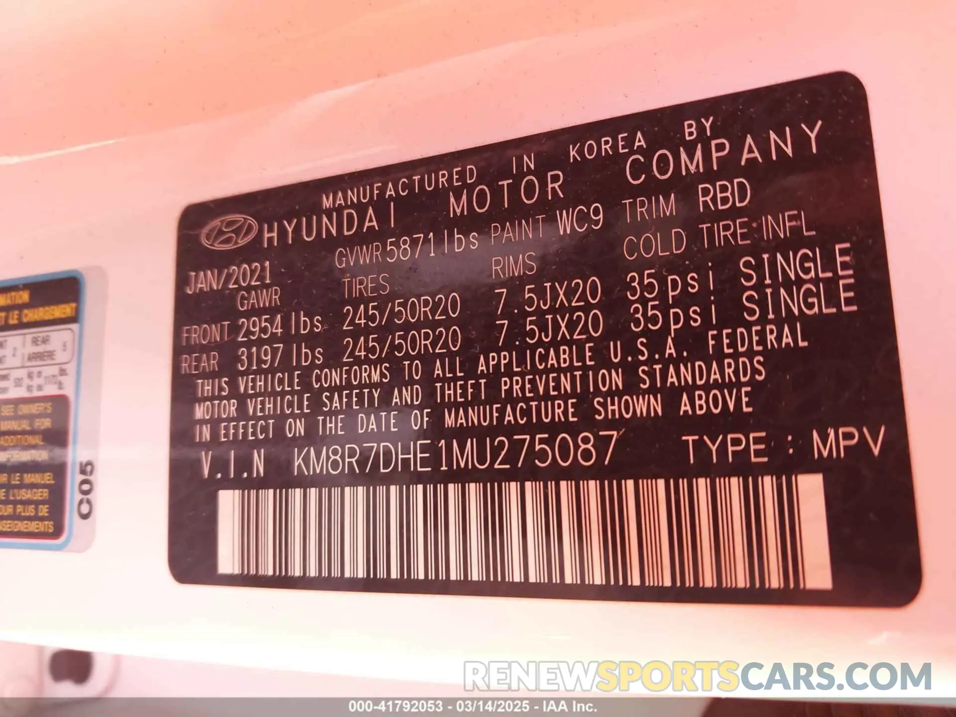 9 fotografías del automóvil dañado KM8R7DHE1MU275087 HYUNDAI PALISADE 2021