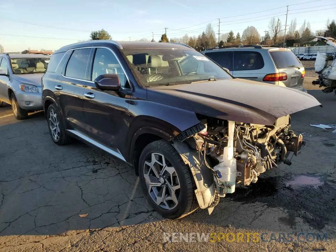 4 fotografías del automóvil dañado KM8R7DHE1MU334638 HYUNDAI PALISADE 2021