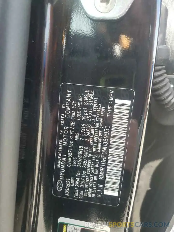 12 fotografías del automóvil dañado KM8R1DHE0NU369951 HYUNDAI PALISADE 2022