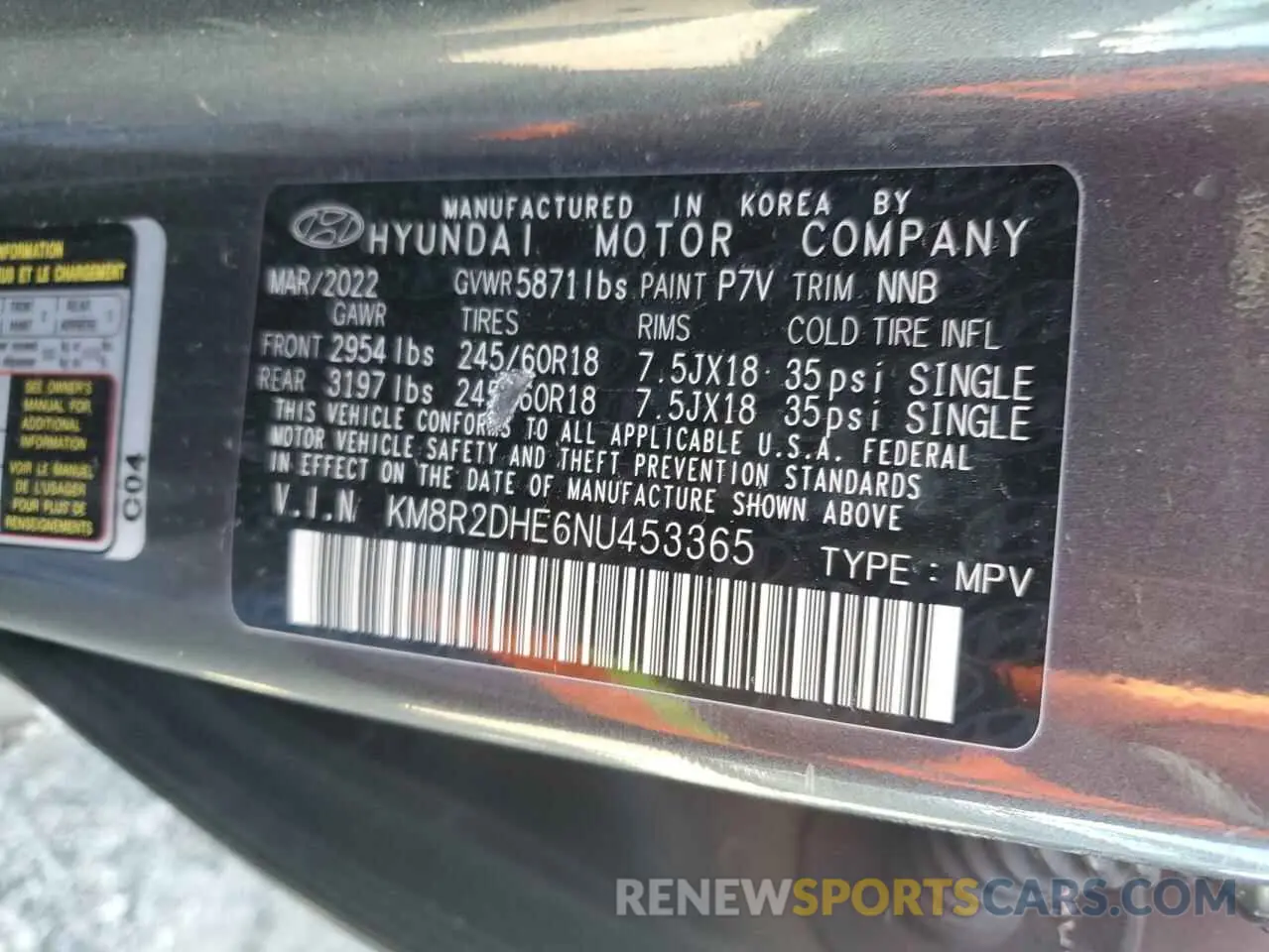 13 fotografías del automóvil dañado KM8R2DHE6NU453365 HYUNDAI PALISADE 2022