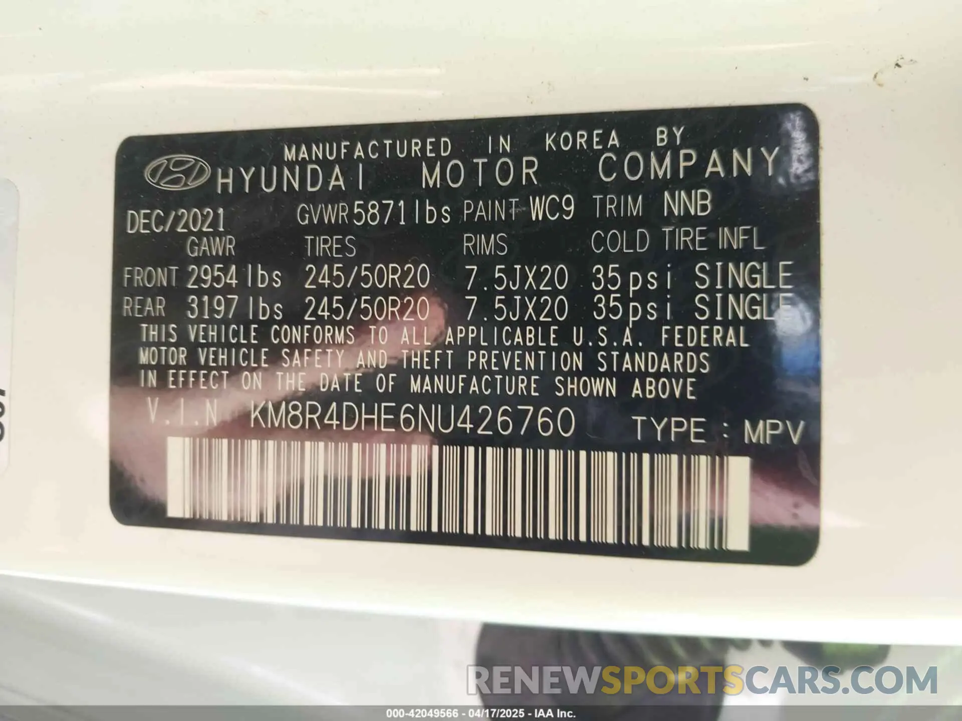 9 fotografías del automóvil dañado KM8R4DHE6NU426760 HYUNDAI PALISADE 2022
