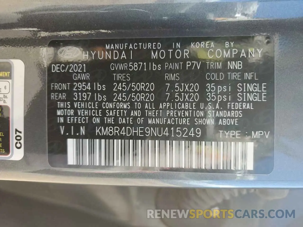 14 fotografías del automóvil dañado KM8R4DHE9NU415249 HYUNDAI PALISADE 2022
