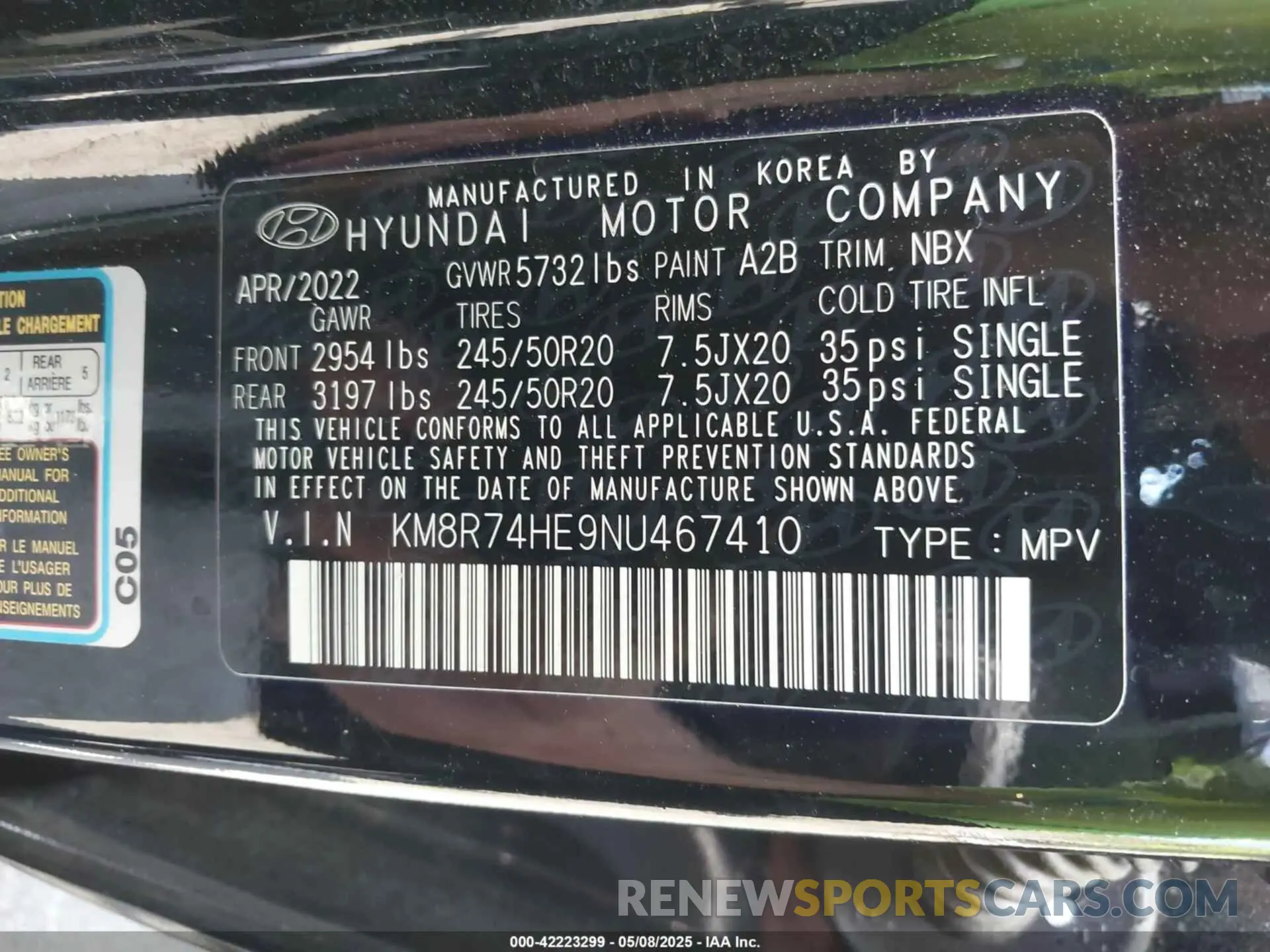 9 fotografías del automóvil dañado KM8R74HE9NU467410 HYUNDAI PALISADE 2022