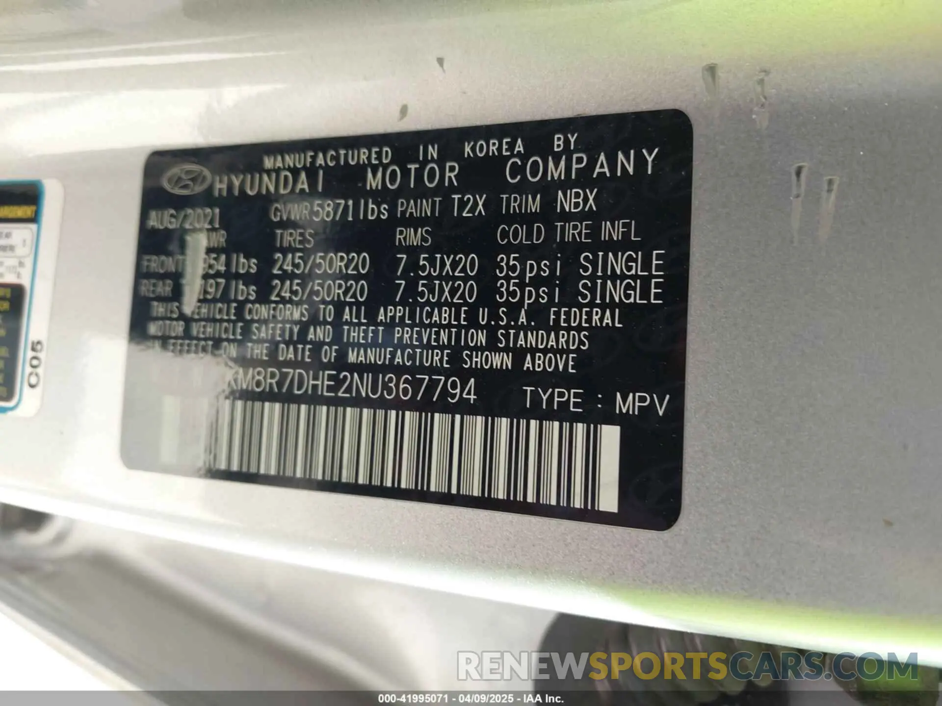 9 fotografías del automóvil dañado KM8R7DHE2NU367794 HYUNDAI PALISADE 2022