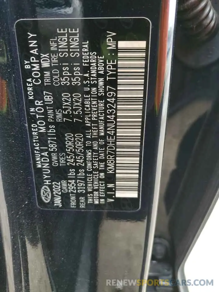 13 fotografías del automóvil dañado KM8R7DHE4NU432497 HYUNDAI PALISADE 2022