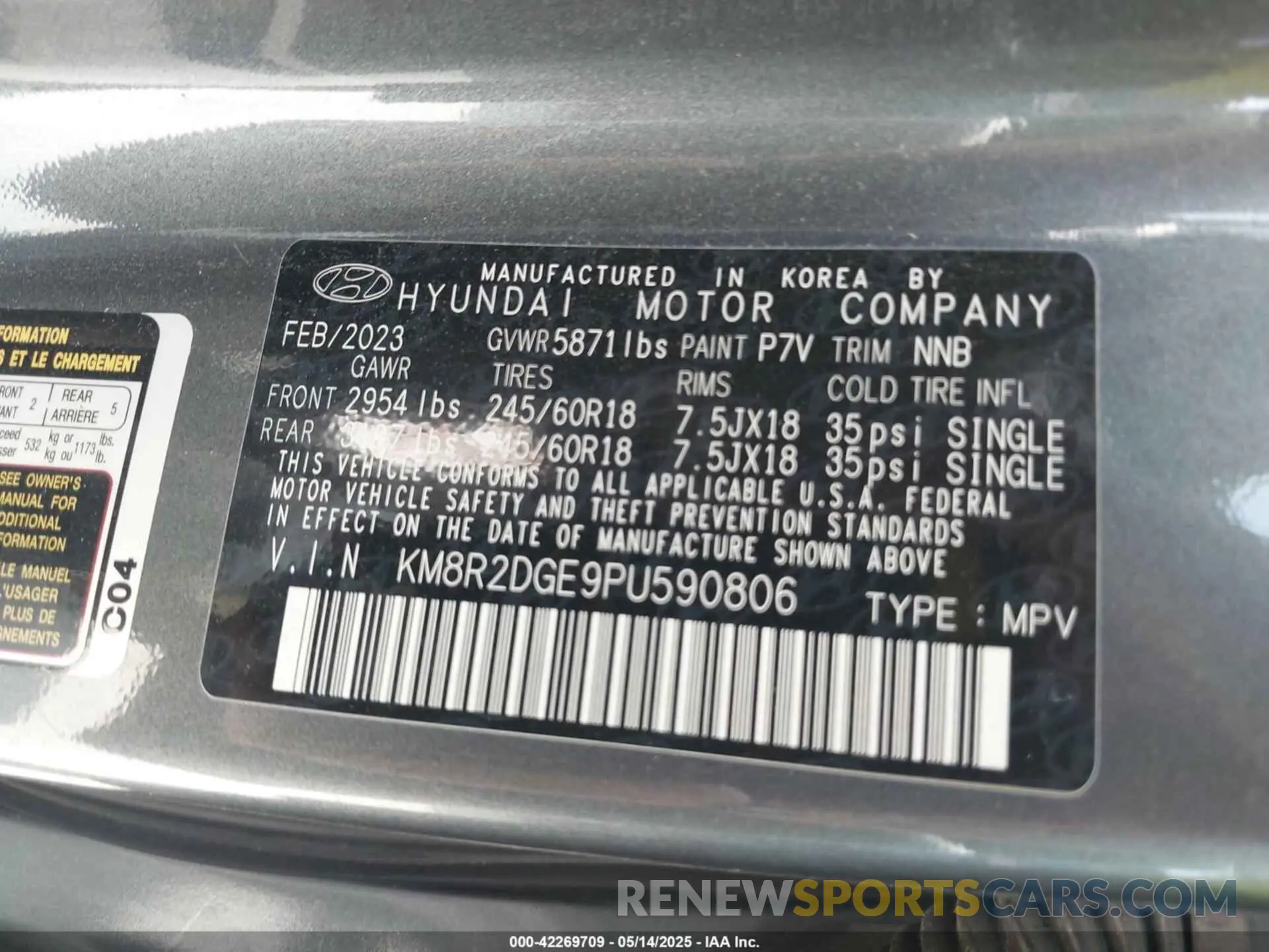 9 fotografías del automóvil dañado KM8R2DGE9PU590806 HYUNDAI PALISADE 2023