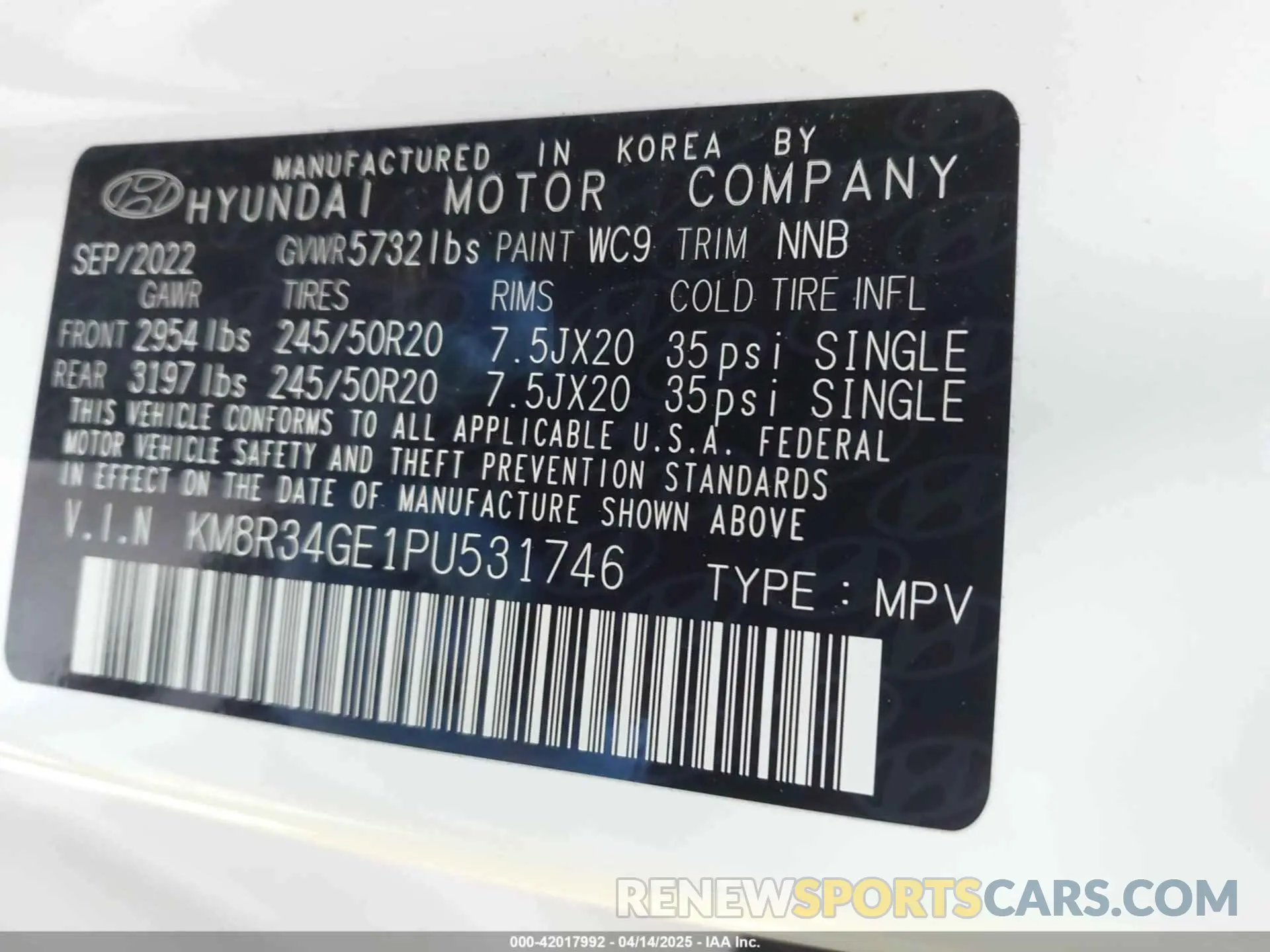 9 fotografías del automóvil dañado KM8R34GE1PU531746 HYUNDAI PALISADE 2023