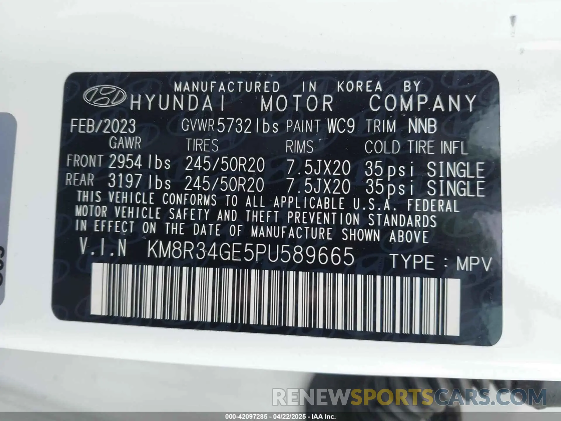 9 fotografías del automóvil dañado KM8R34GE5PU589665 HYUNDAI PALISADE 2023