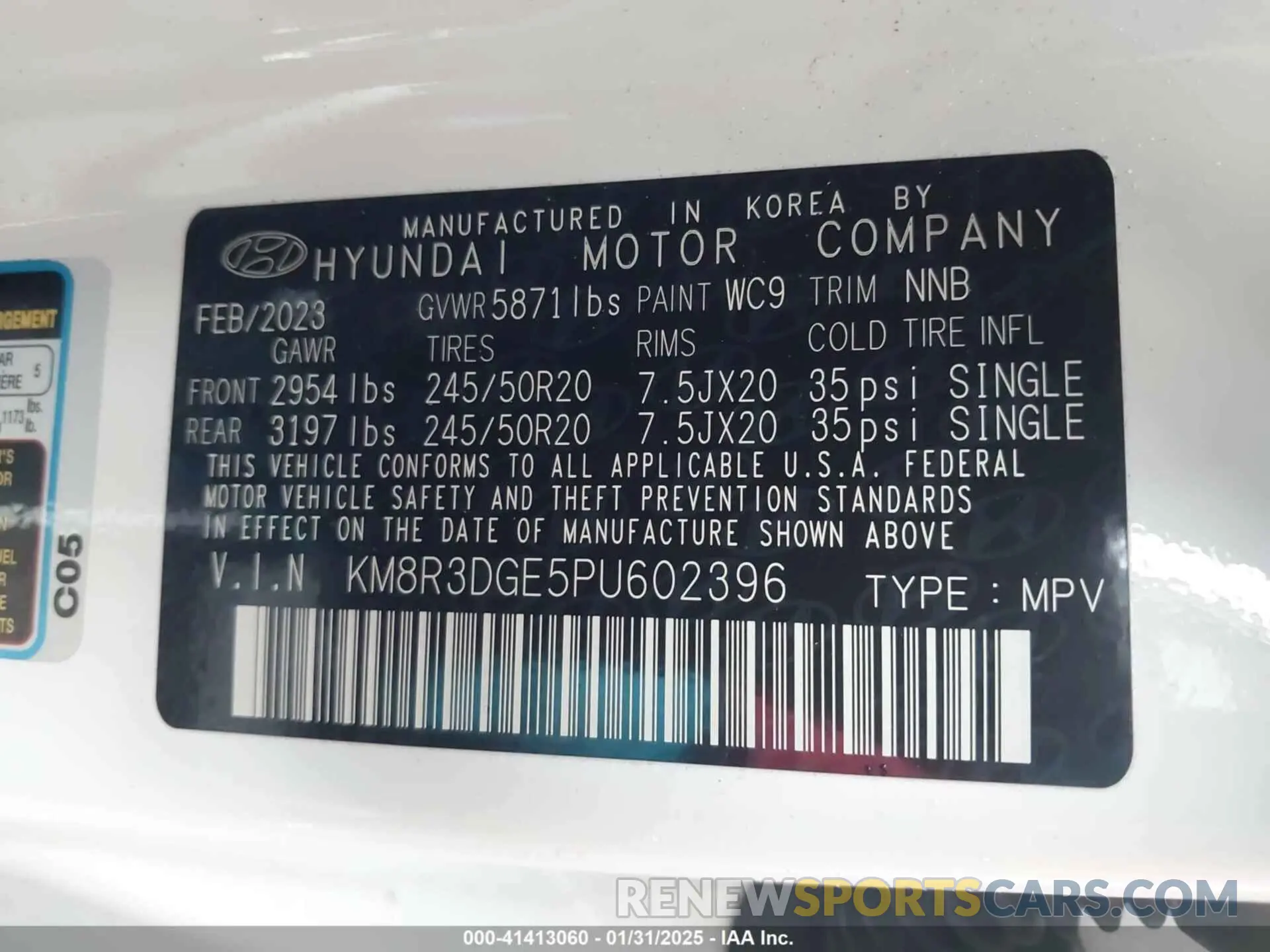 9 fotografías del automóvil dañado KM8R3DGE5PU602396 HYUNDAI PALISADE 2023