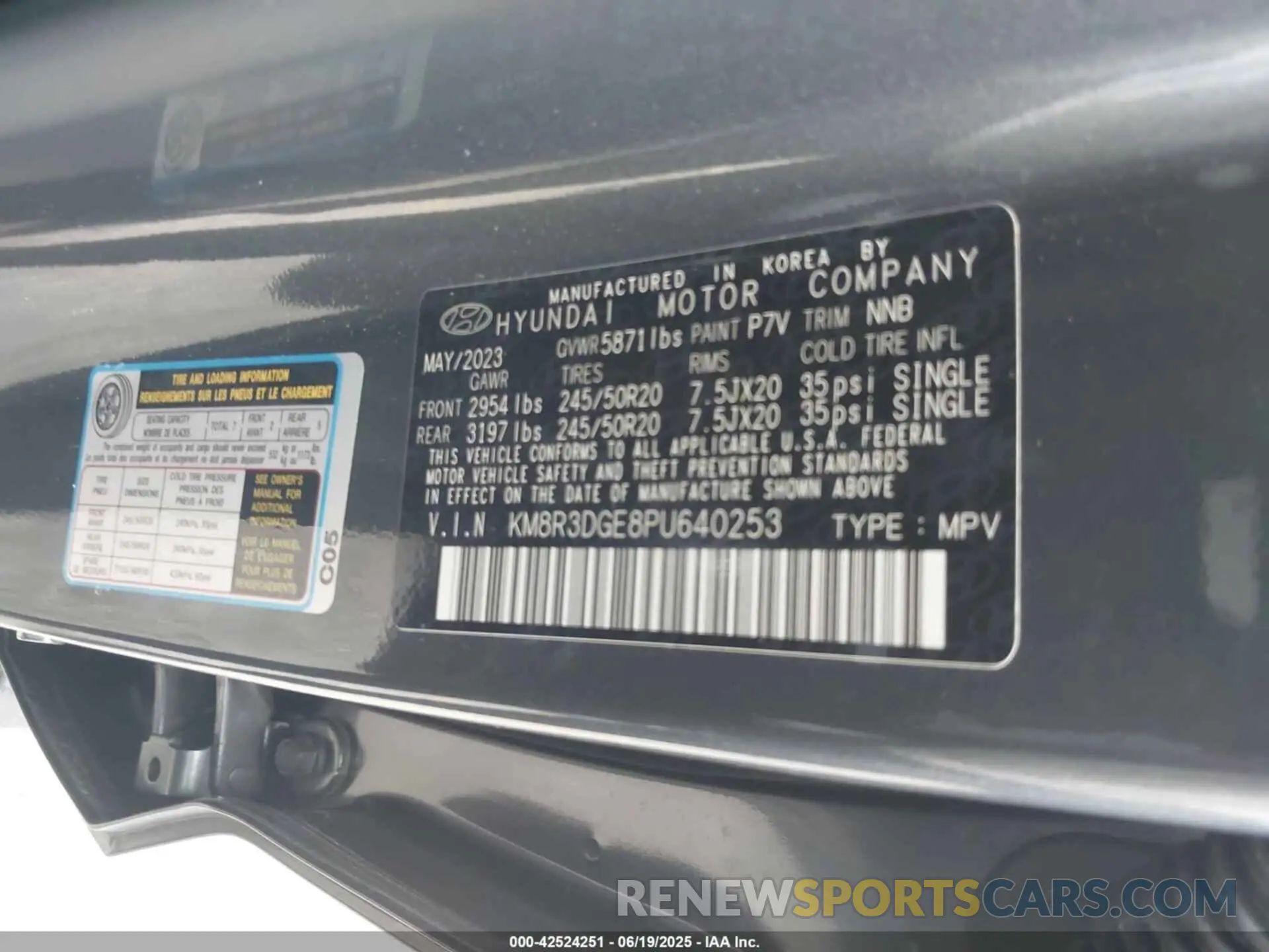 9 fotografías del automóvil dañado KM8R3DGE8PU640253 HYUNDAI PALISADE 2023