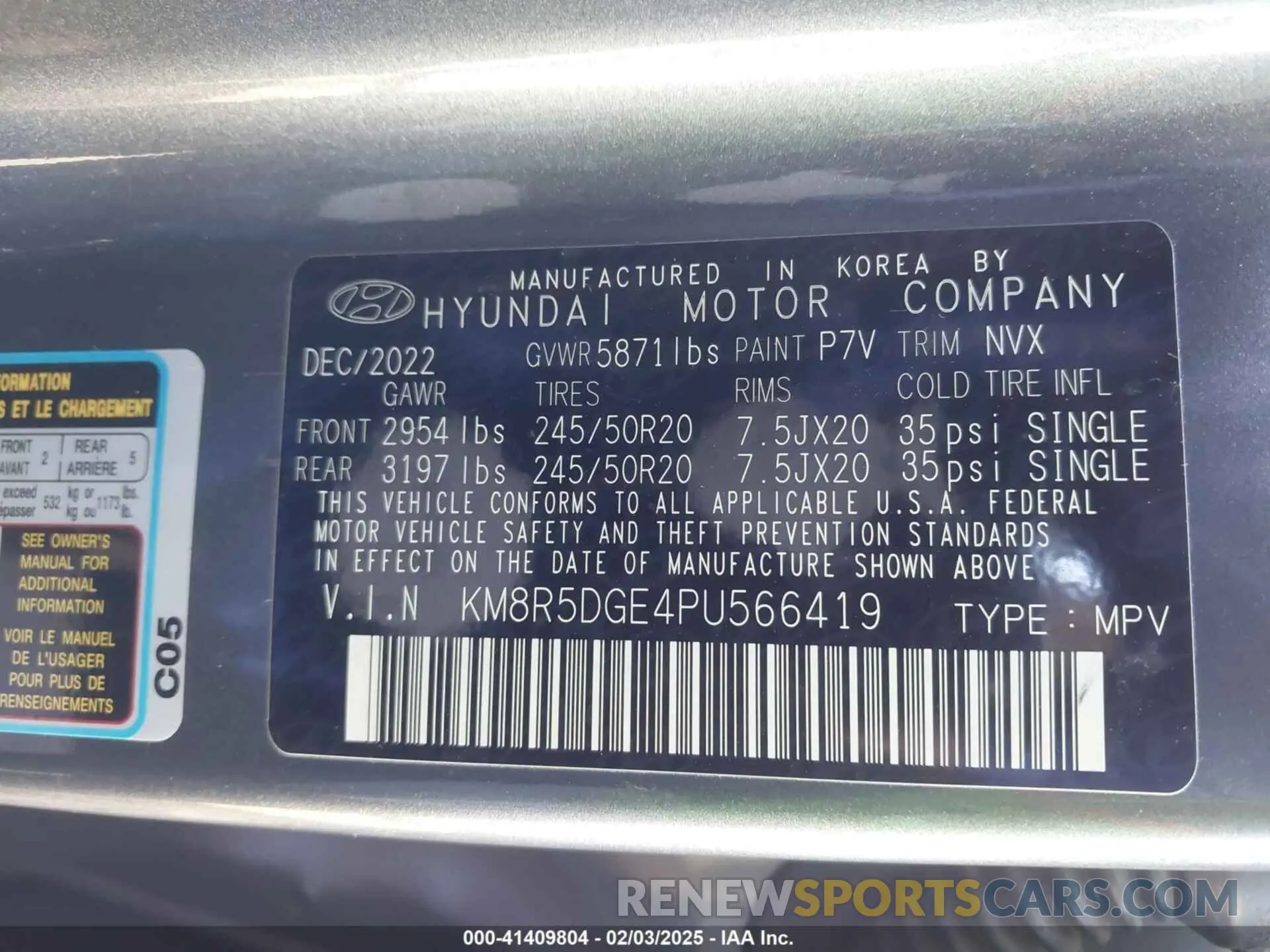 9 fotografías del automóvil dañado KM8R5DGE4PU566419 HYUNDAI PALISADE 2023