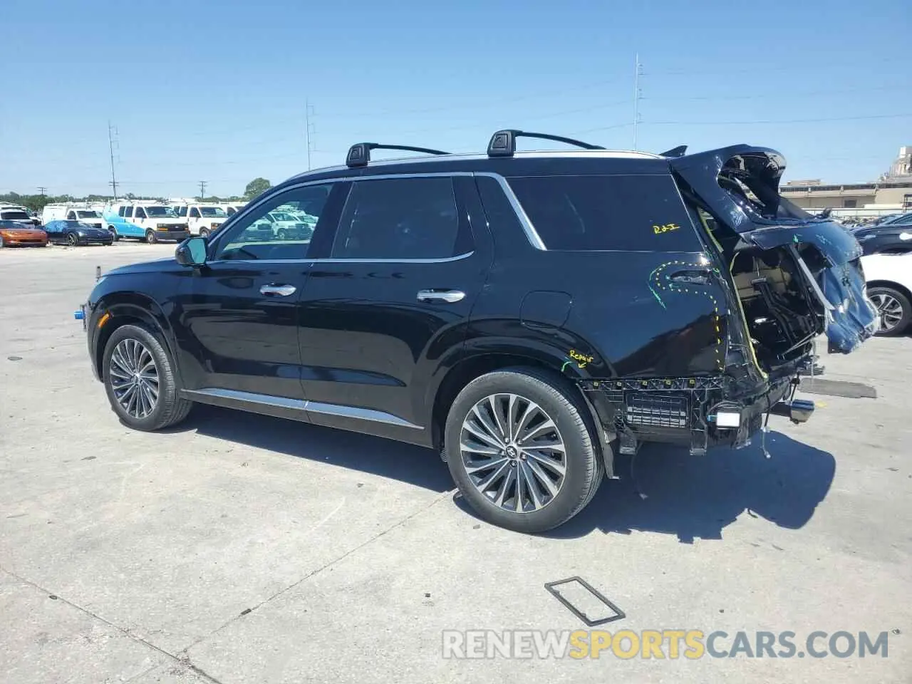 2 fotografías del automóvil dañado KM8R74GEXPU544127 HYUNDAI PALISADE 2023