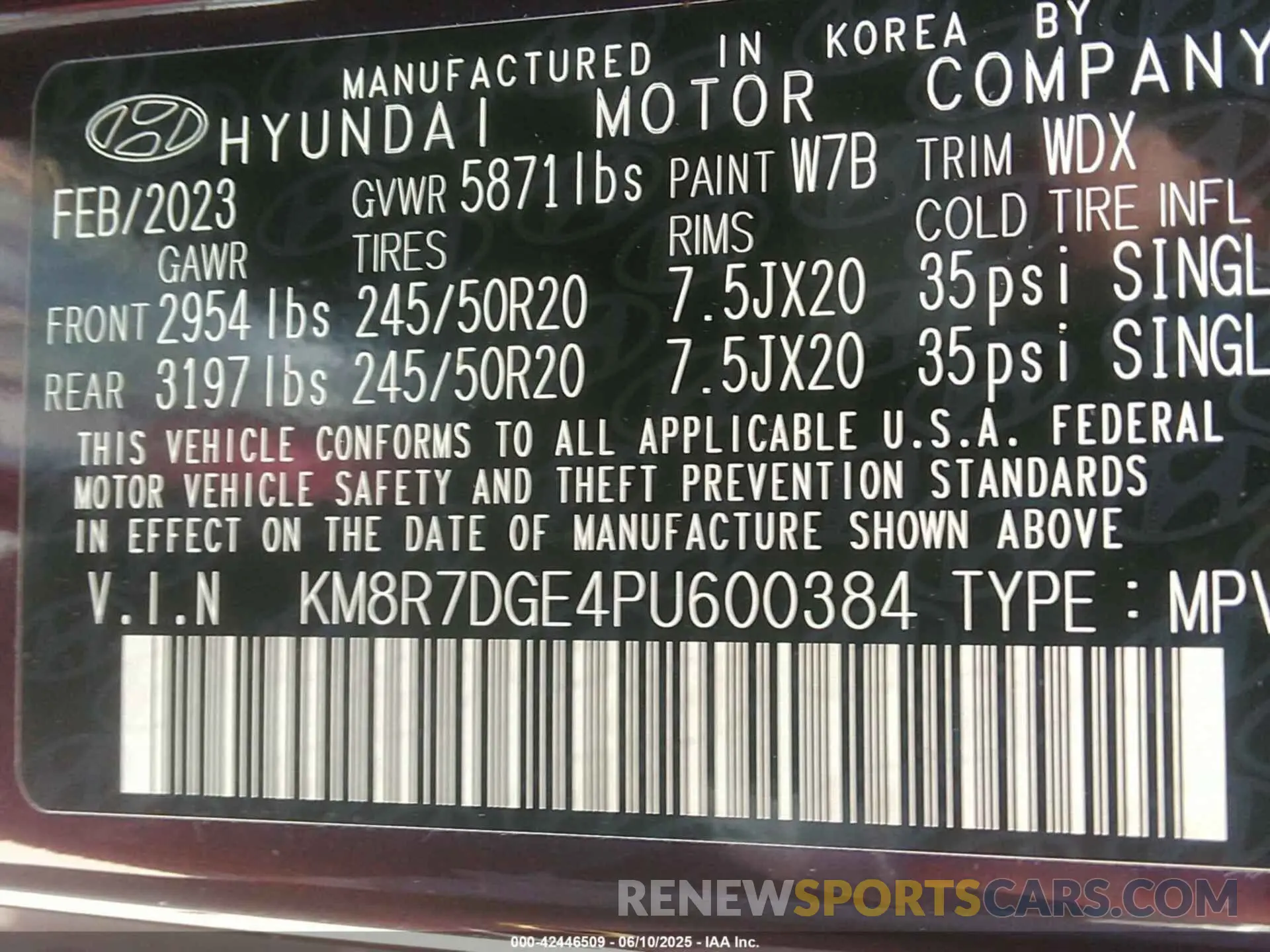 9 fotografías del automóvil dañado KM8R7DGE4PU600384 HYUNDAI PALISADE 2023