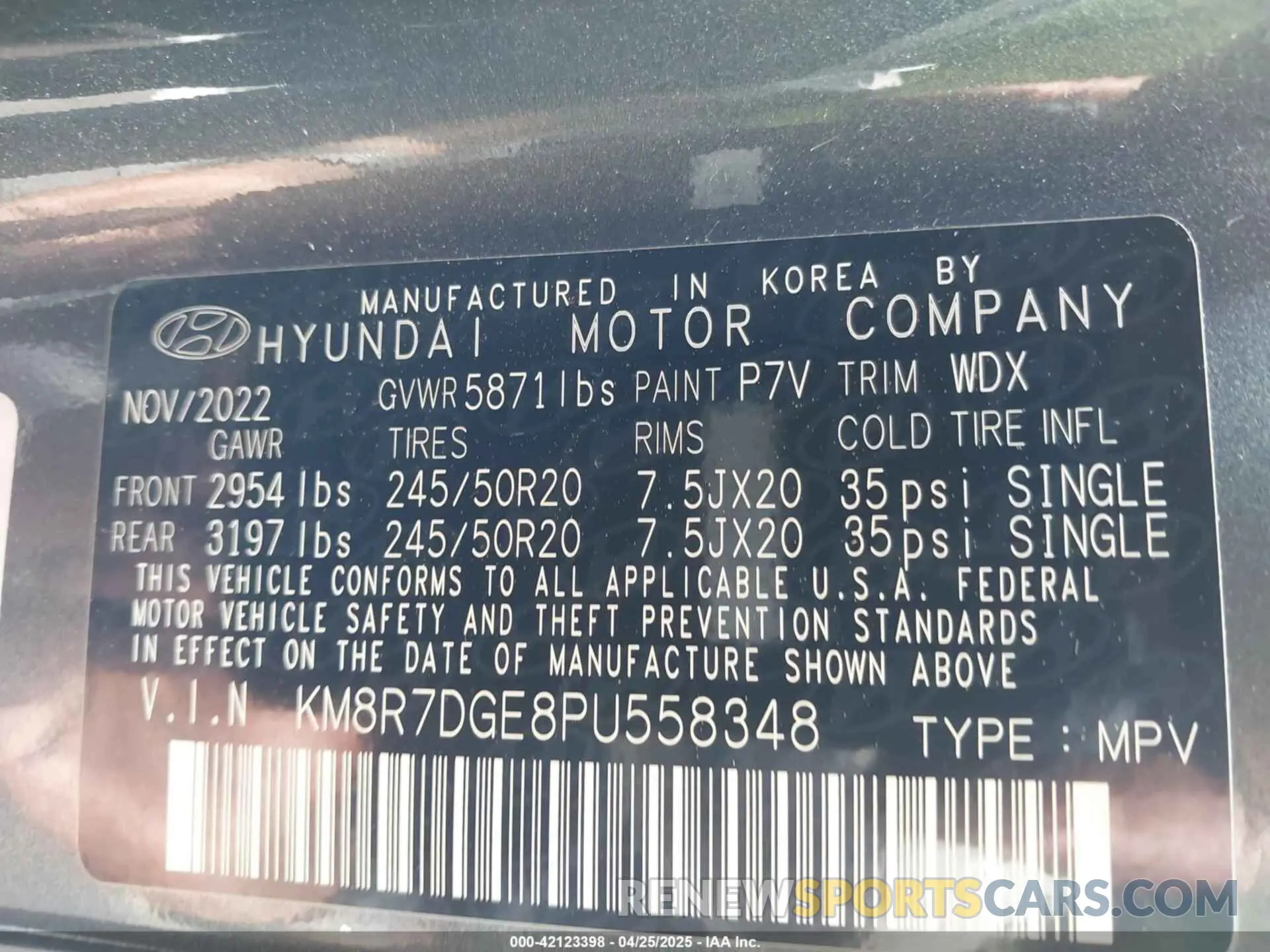9 fotografías del automóvil dañado KM8R7DGE8PU558348 HYUNDAI PALISADE 2023