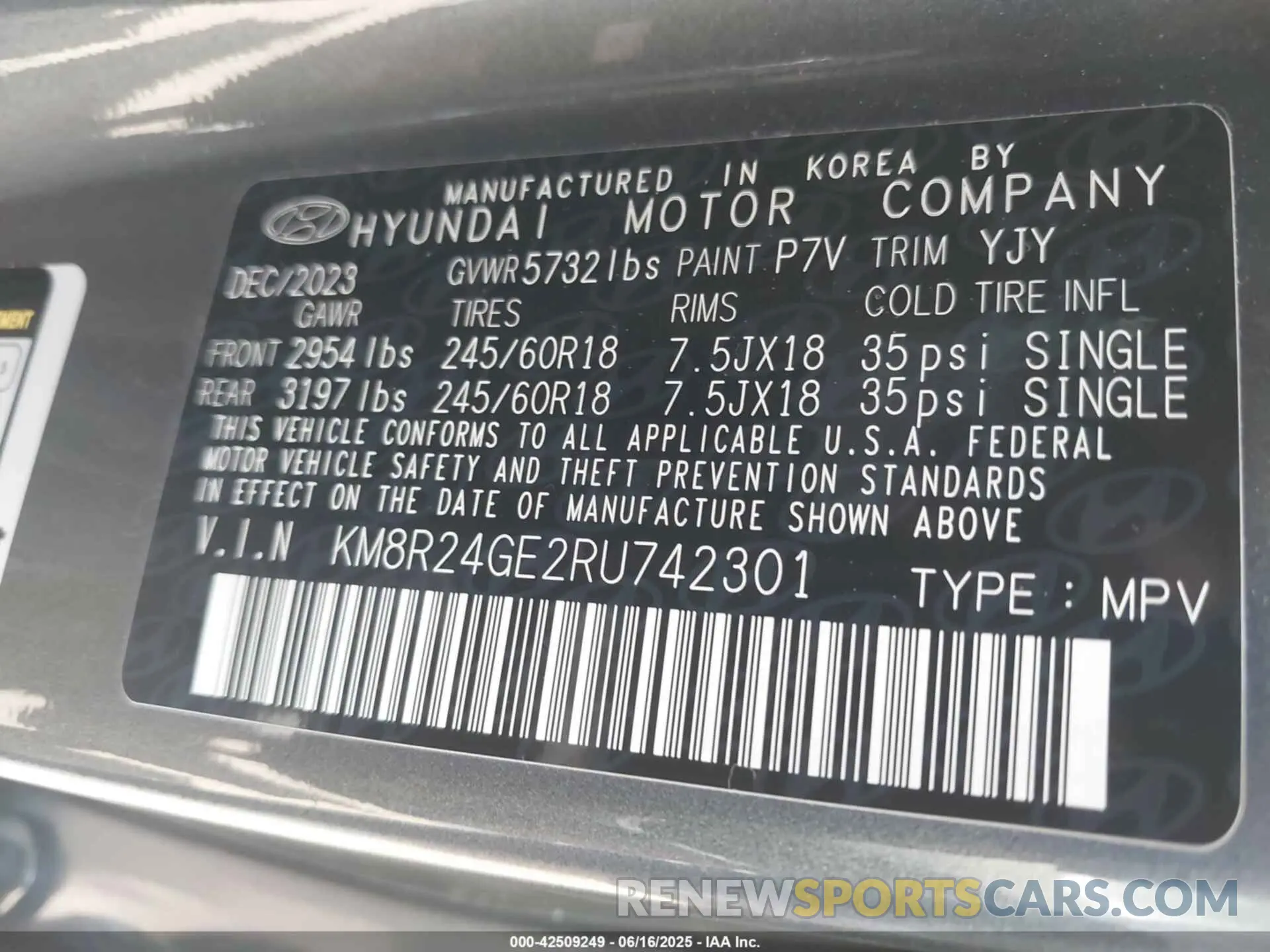 9 fotografías del automóvil dañado KM8R24GE2RU742301 HYUNDAI PALISADE 2024