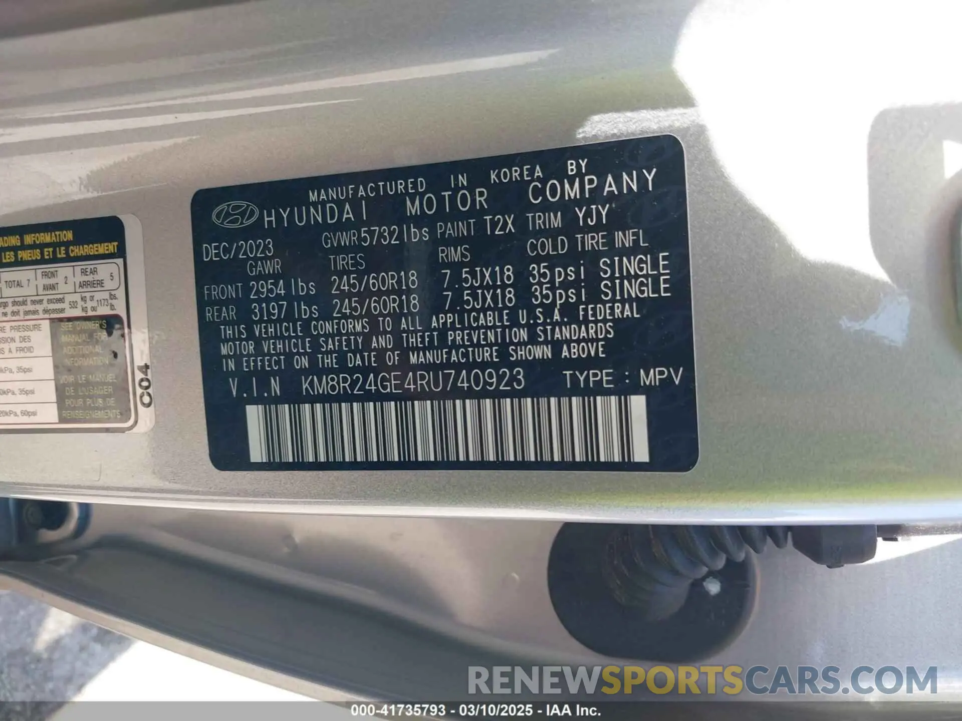 9 fotografías del automóvil dañado KM8R24GE4RU740923 HYUNDAI PALISADE 2024