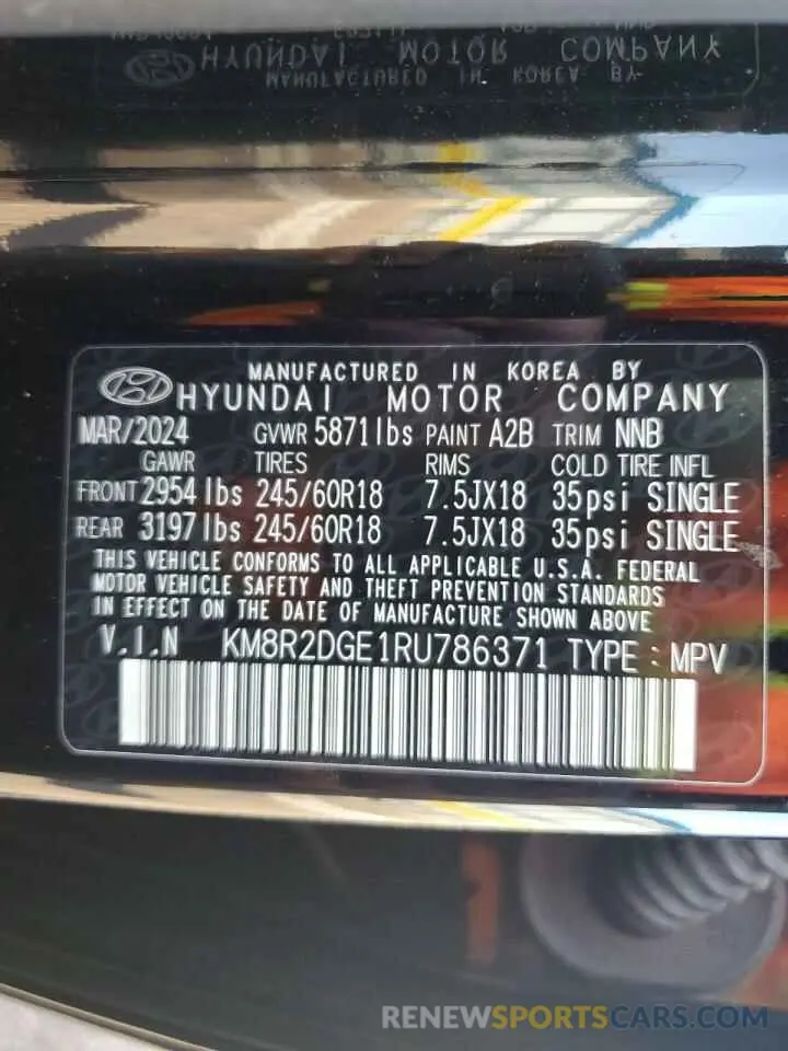 13 fotografías del automóvil dañado KM8R2DGE1RU786371 HYUNDAI PALISADE 2024