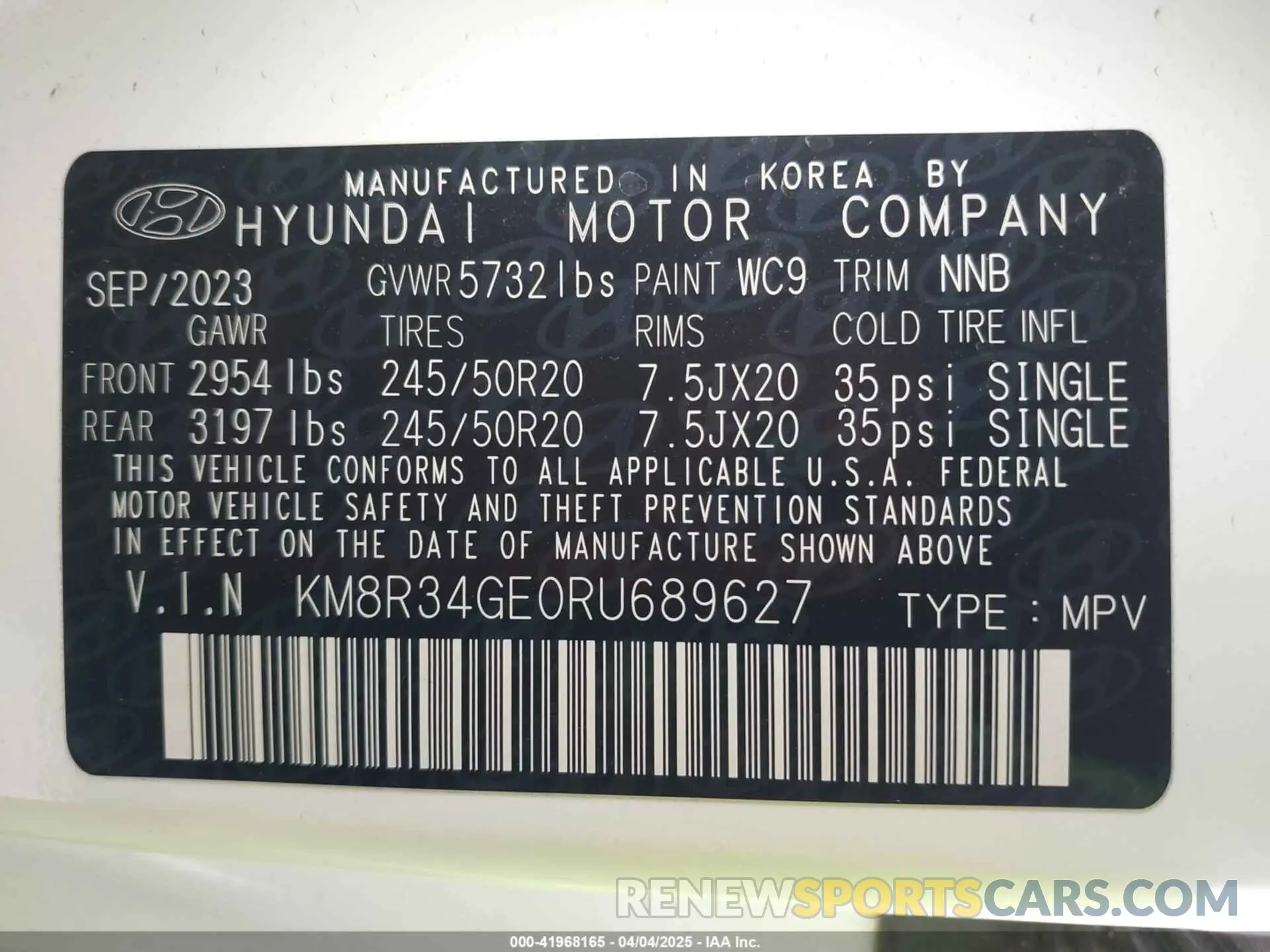 9 fotografías del automóvil dañado KM8R34GE0RU689627 HYUNDAI PALISADE 2024