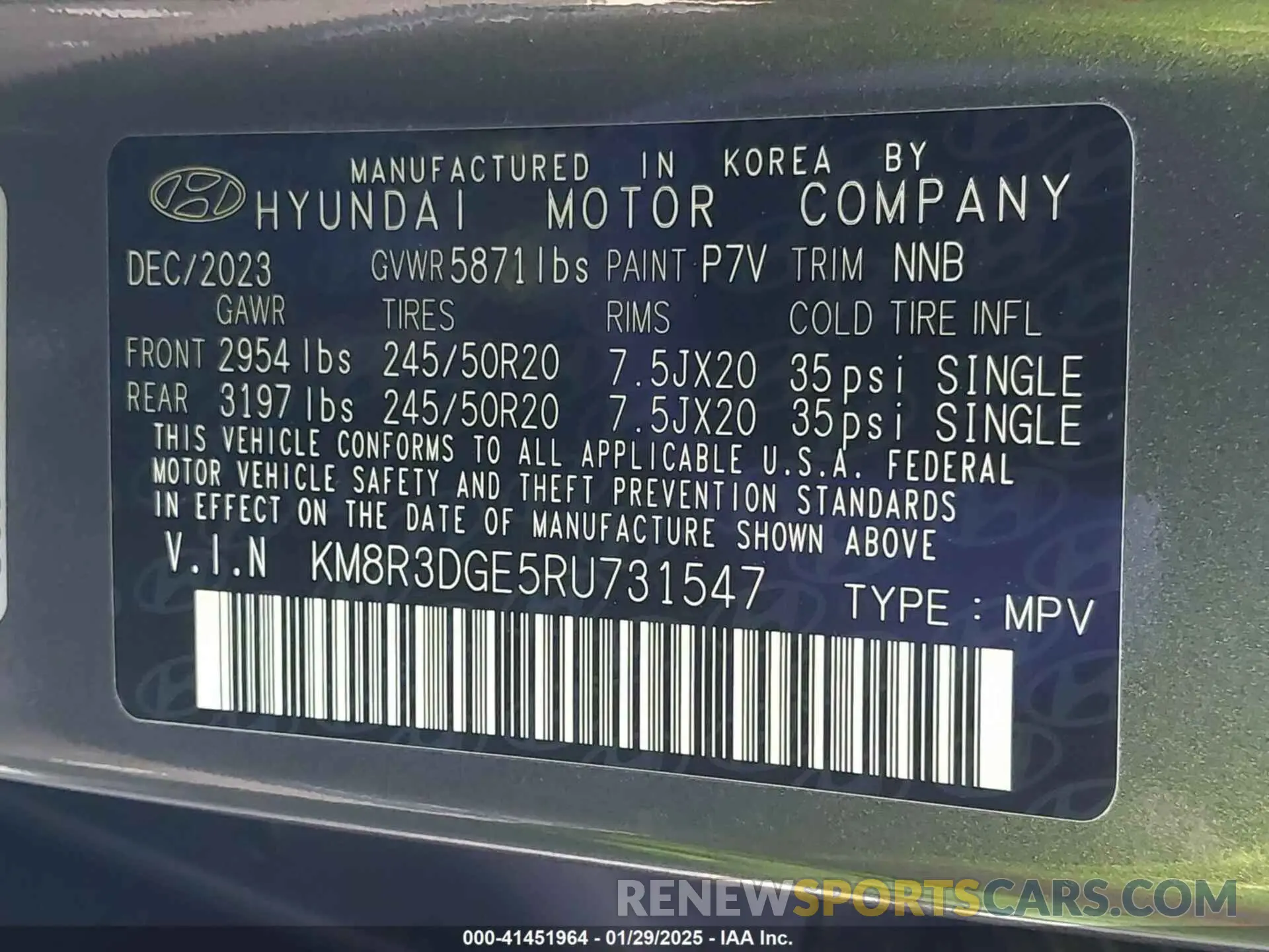 9 fotografías del automóvil dañado KM8R3DGE5RU731547 HYUNDAI PALISADE 2024