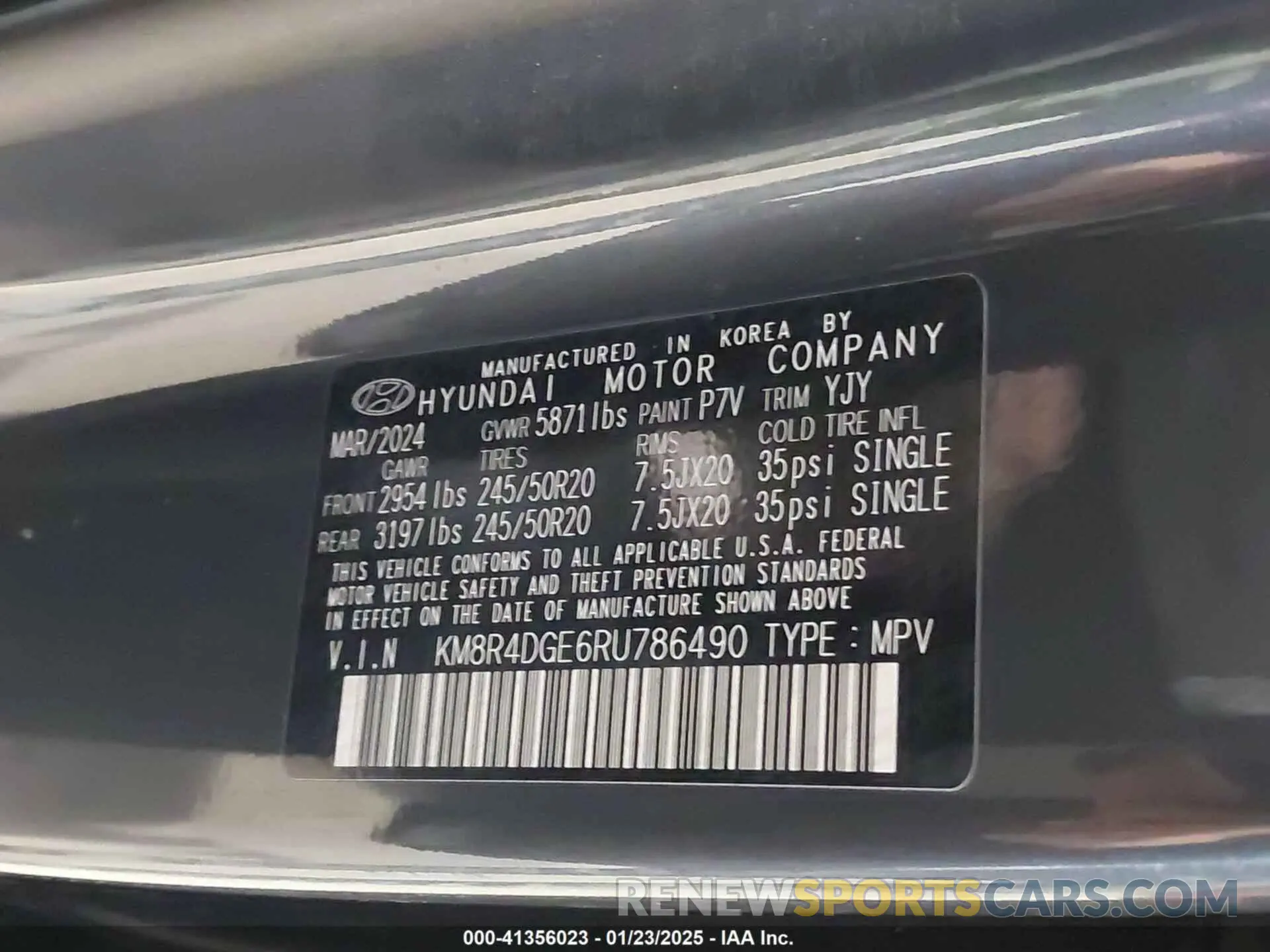 9 fotografías del automóvil dañado KM8R4DGE6RU786490 HYUNDAI PALISADE 2024