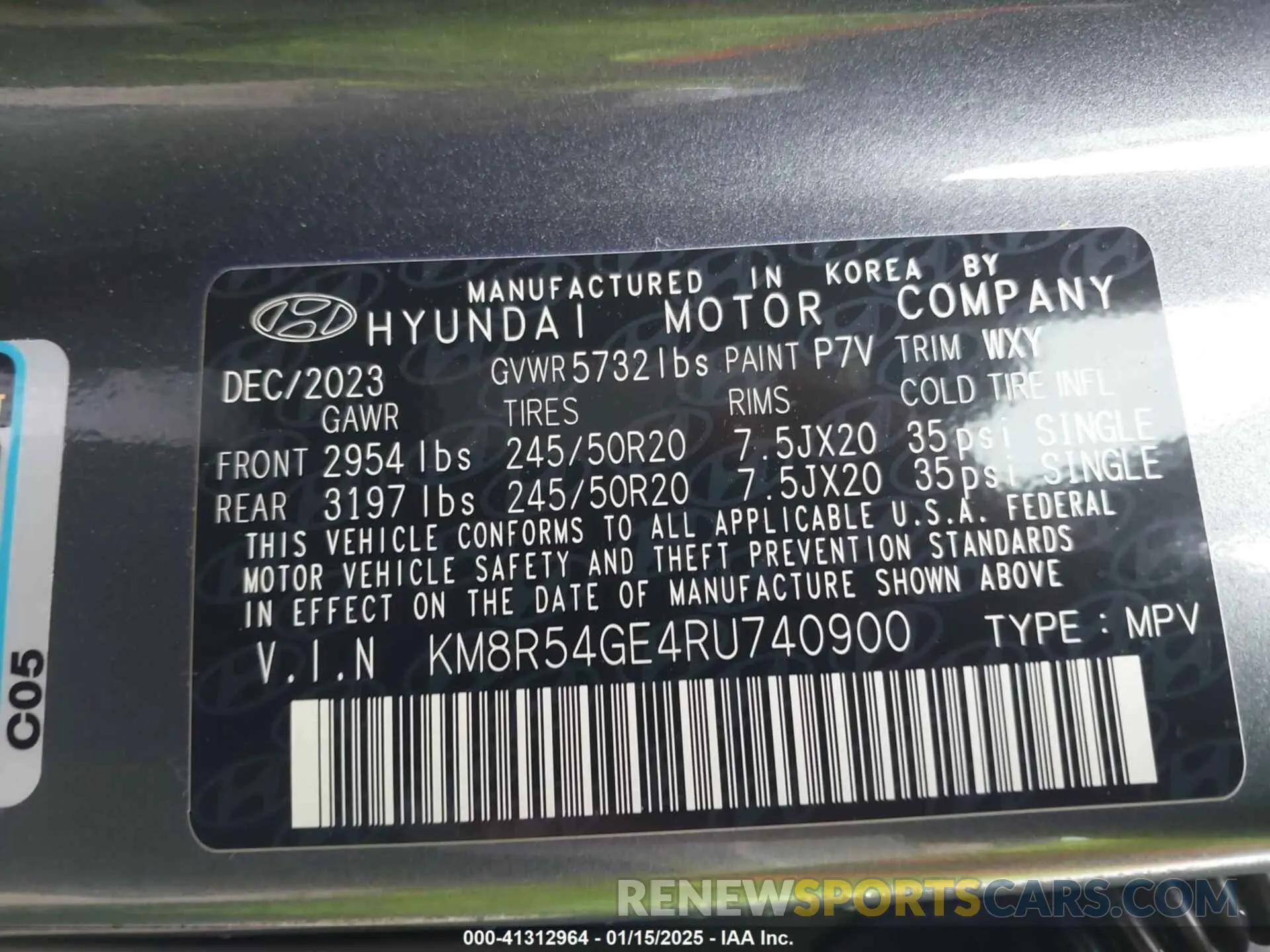 9 fotografías del automóvil dañado KM8R54GE4RU740900 HYUNDAI PALISADE 2024