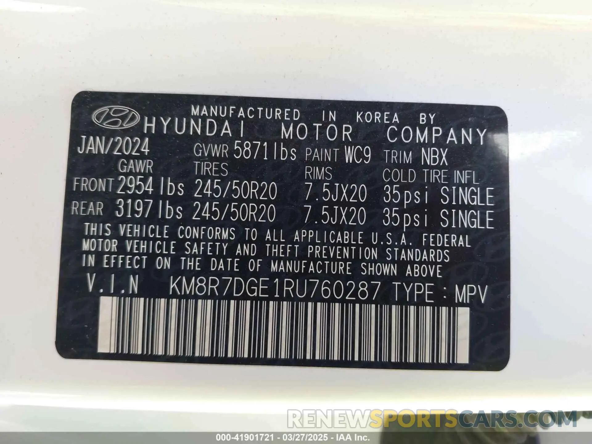 9 fotografías del automóvil dañado KM8R7DGE1RU760287 HYUNDAI PALISADE 2024