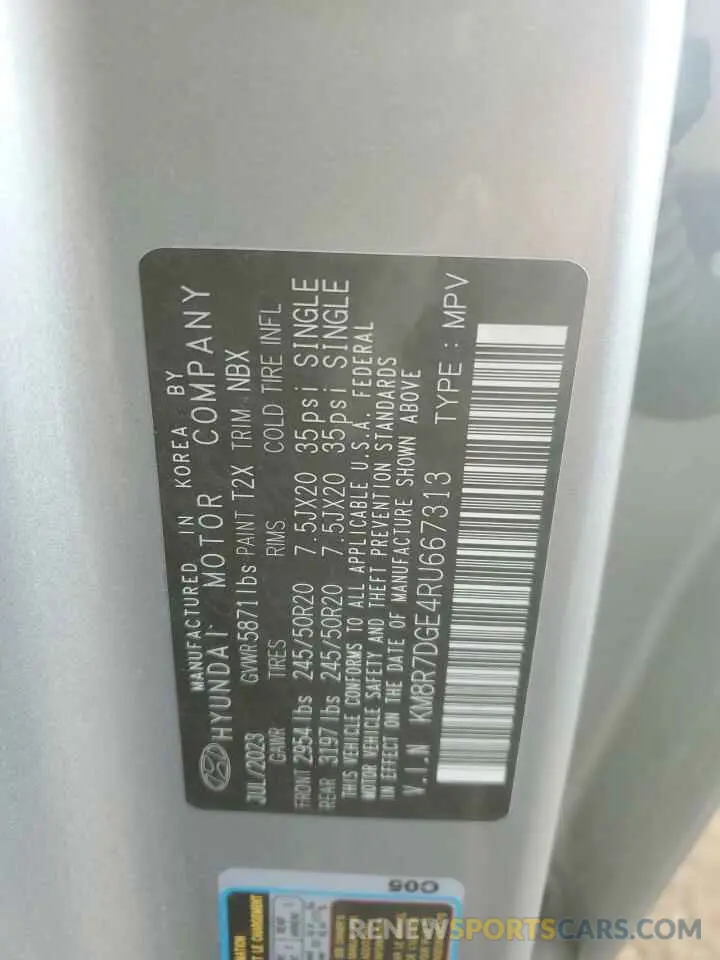 13 fotografías del automóvil dañado KM8R7DGE4RU667313 HYUNDAI PALISADE 2024