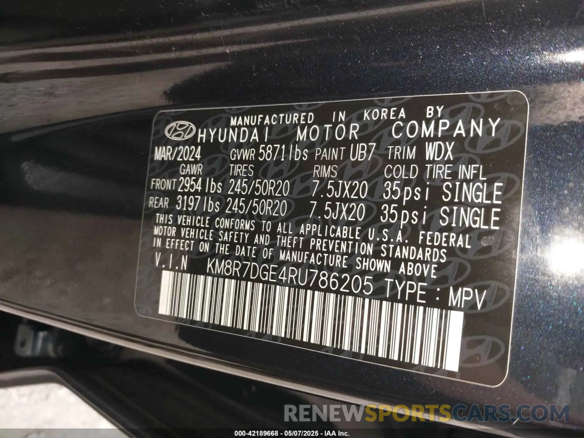 9 fotografías del automóvil dañado KM8R7DGE4RU786205 HYUNDAI PALISADE 2024