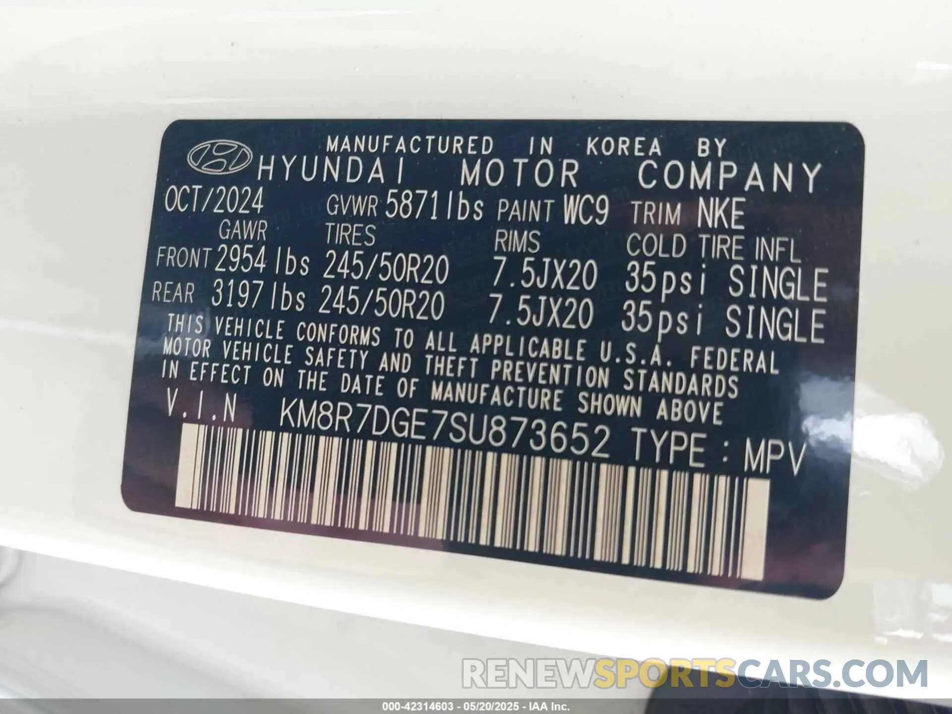 9 fotografías del automóvil dañado KM8R7DGE7SU873652 HYUNDAI PALISADE 2025