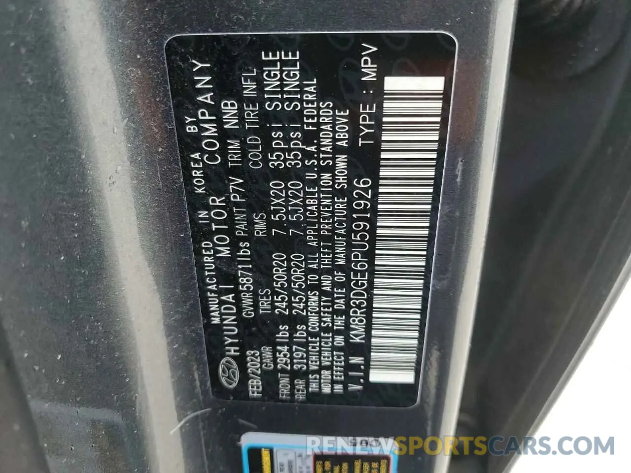 13 fotografías del automóvil dañado KM8R3DGE6PU591926 HYUNDAI PALISADE X 2023