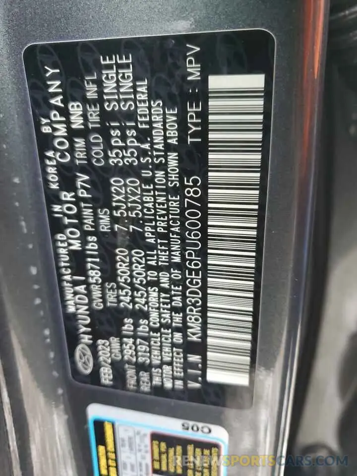 13 fotografías del automóvil dañado KM8R3DGE6PU600785 HYUNDAI PALISADE X 2023