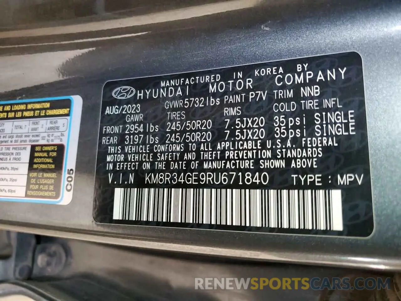 15 fotografías del automóvil dañado KM8R34GE9RU671840 HYUNDAI PALISADE X 2024