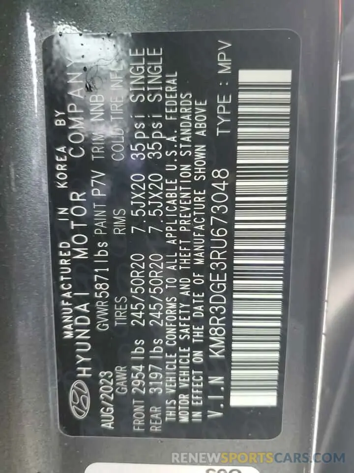 13 fotografías del automóvil dañado KM8R3DGE3RU673048 HYUNDAI PALISADE X 2024