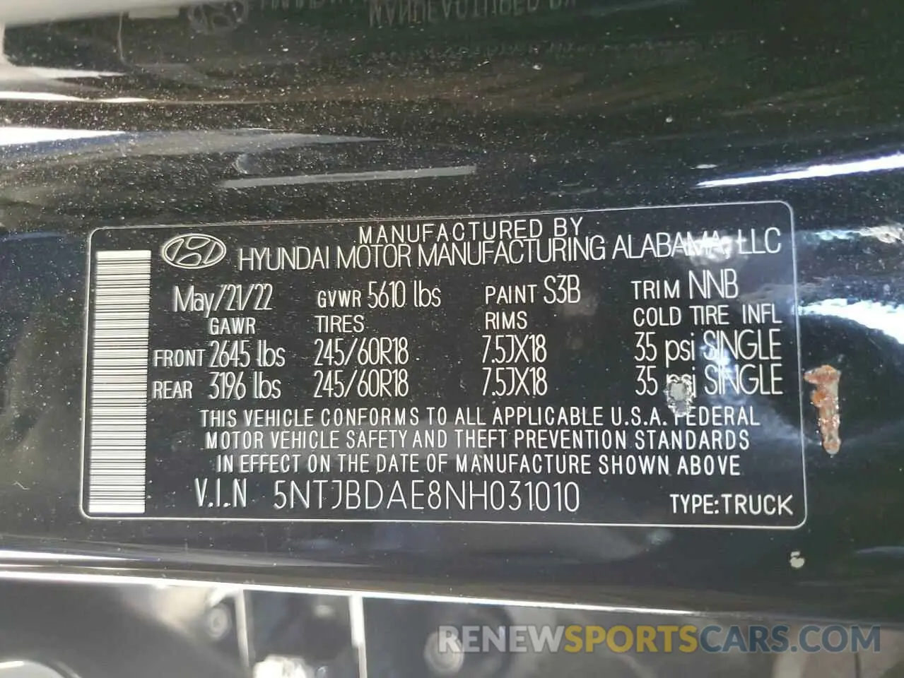 13 fotografías del automóvil dañado 5NTJBDAE8NH031010 HYUNDAI SANTA CRUZ 2022