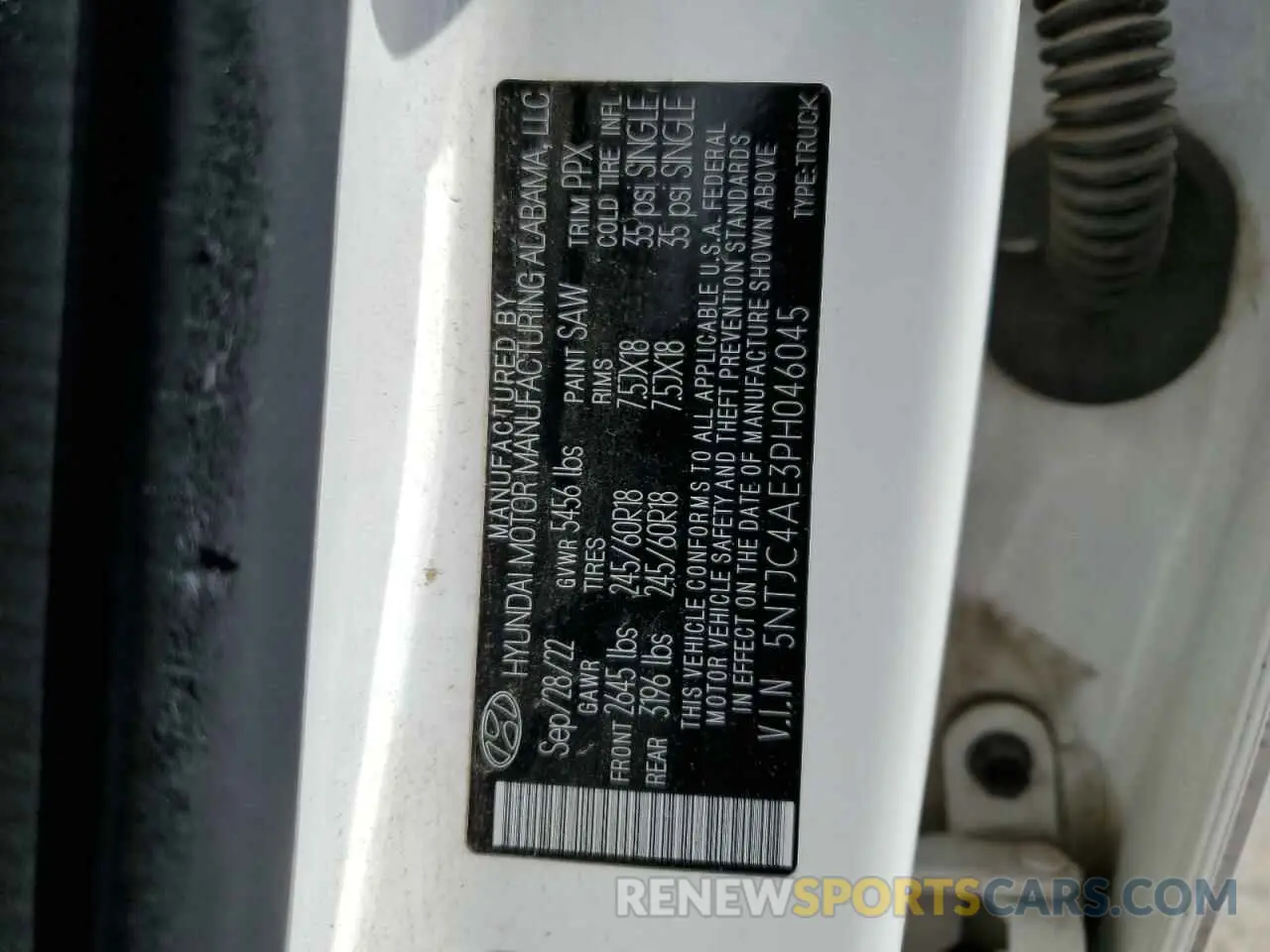 12 fotografías del automóvil dañado 5NTJC4AE3PH046045 HYUNDAI SANTA CRUZ 2023
