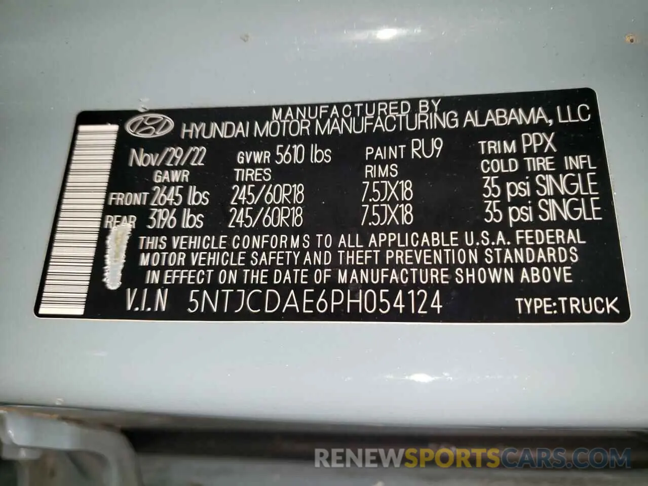 15 fotografías del automóvil dañado 5NTJCDAE6PH054124 HYUNDAI SANTA CRUZ 2023