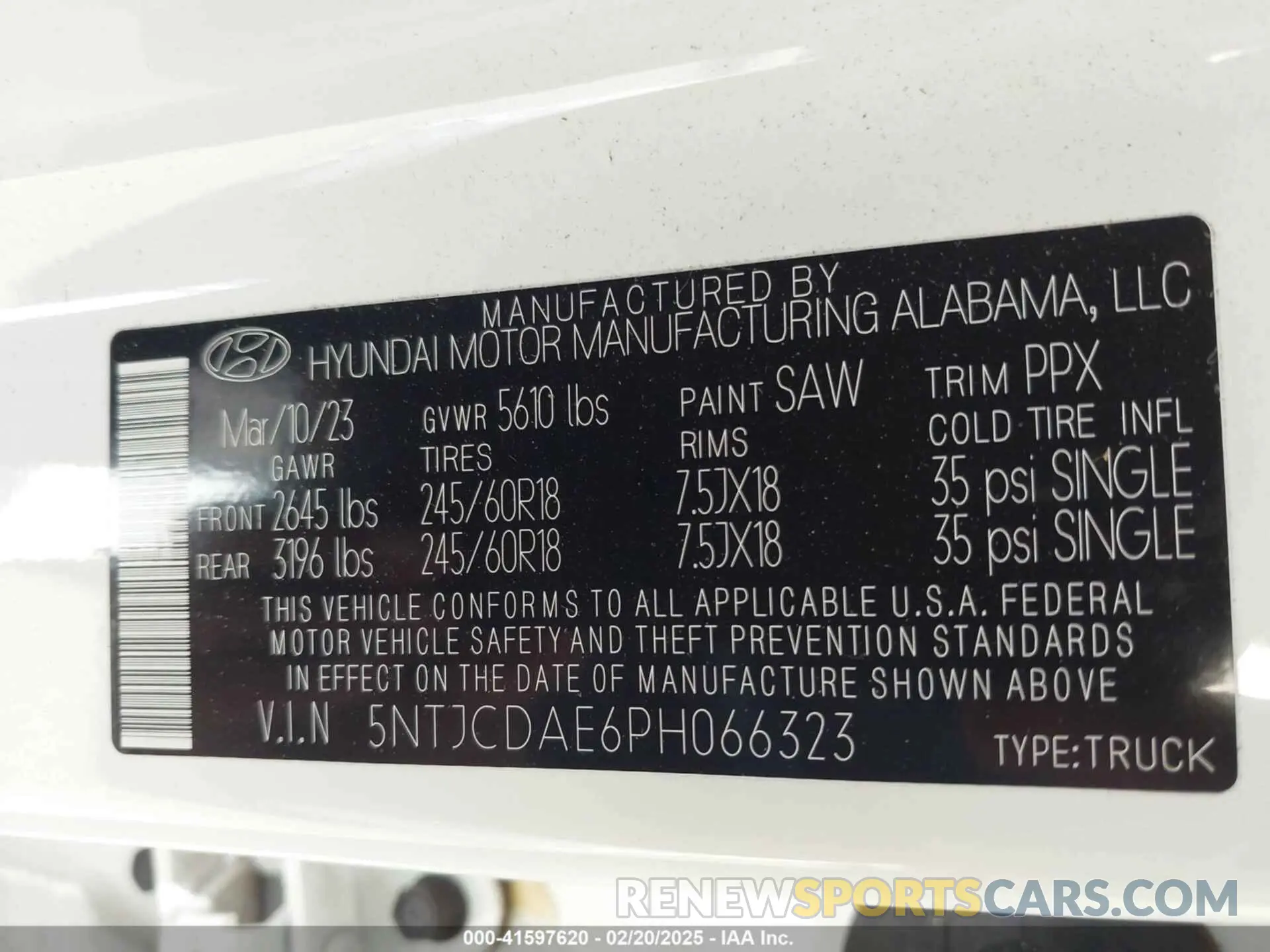 9 fotografías del automóvil dañado 5NTJCDAE6PH066323 HYUNDAI SANTA CRUZ 2023